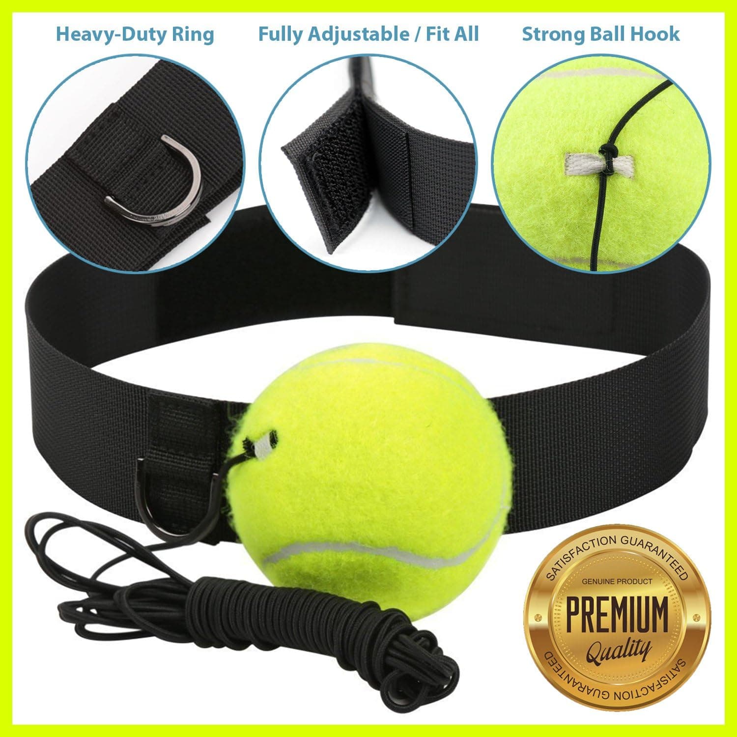 Fight Ball Reflex | Boxing Balls on String with Headband Training Speed Reaction Set Kit Hat Head Band Tennis Refex Punching Focus Reflexes Trainer Practice Punch Fitness Gym Boxer Cap Kids (100979)