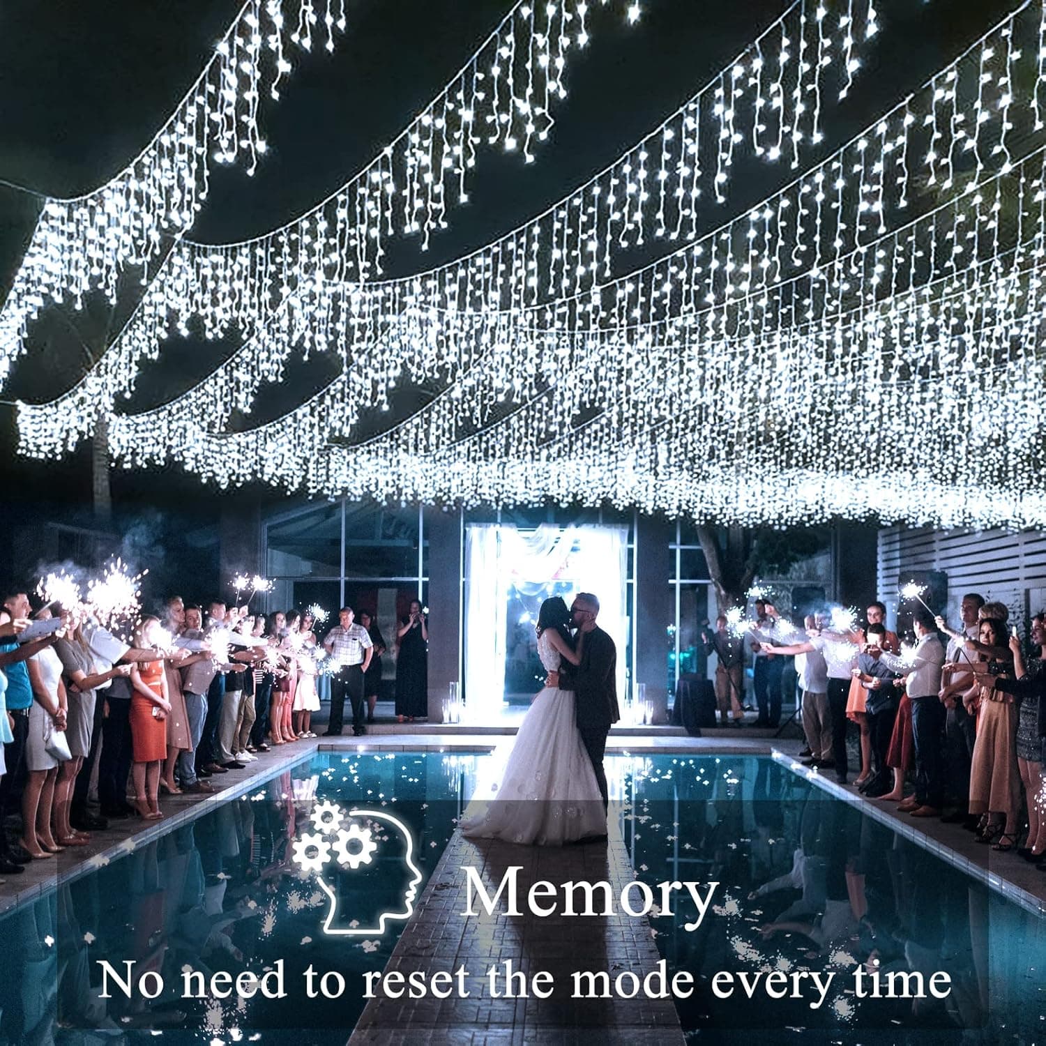 Icicle Lights Outdoor - 66ft 640 LED Hanging LED String Lights with 120 Drops 8 Modes Plug in Waterproof for Christmas Decoration Holiday House Windows Tree Party Wedding Outside Decor, Cool White