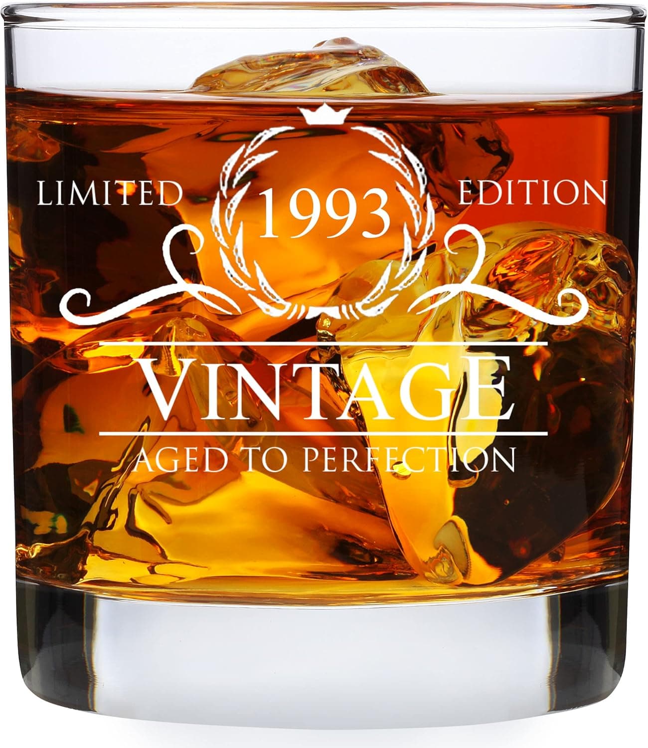 30th Birthday Gifts for Him Her - 1993 Vintage Style Whiskey Glass, Scotch Glass, Rocks Glass - Whiskey Accessories 30th Birthday Decorations - 30 Year Old Birthday Gifts for Women Men - 11 oz
