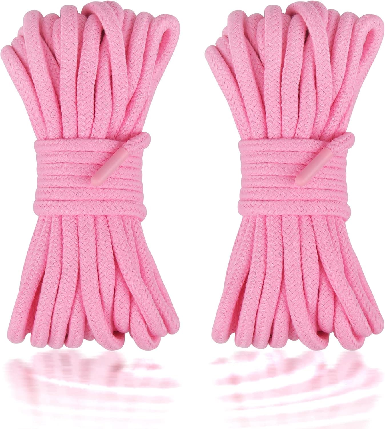 Penfeinx 2-Pack Soft Cotton Rope Durable Thick Rope Skin Friendly Smooth Cotton Rope 10 Meters/32 Feet 8MM Multipurpose Protecting Ending Twisted Long Rope Pink-Pink