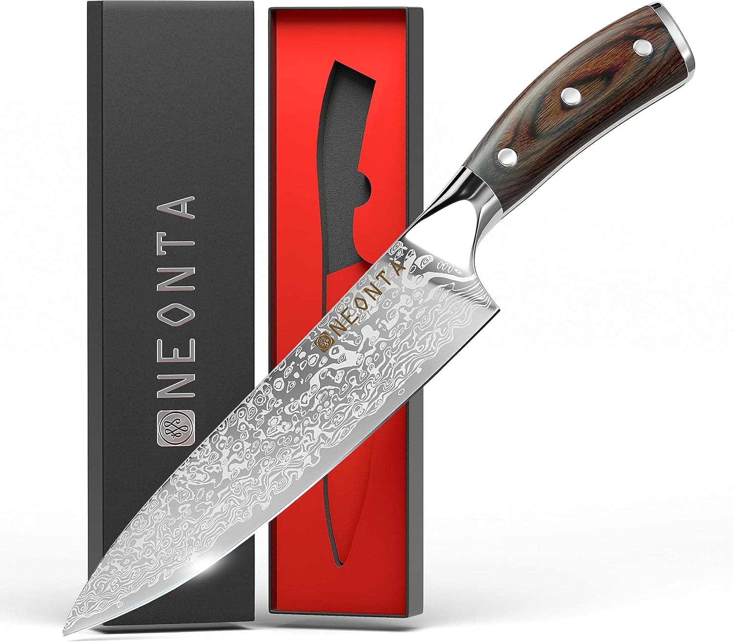 ONEONTA Chef Knife - 8 Inch Chefs Knife Professional German High Carbon Stainless Steel EN1.4116 Super Sharp Kitchen Knife with G10 Handle and Gift Box