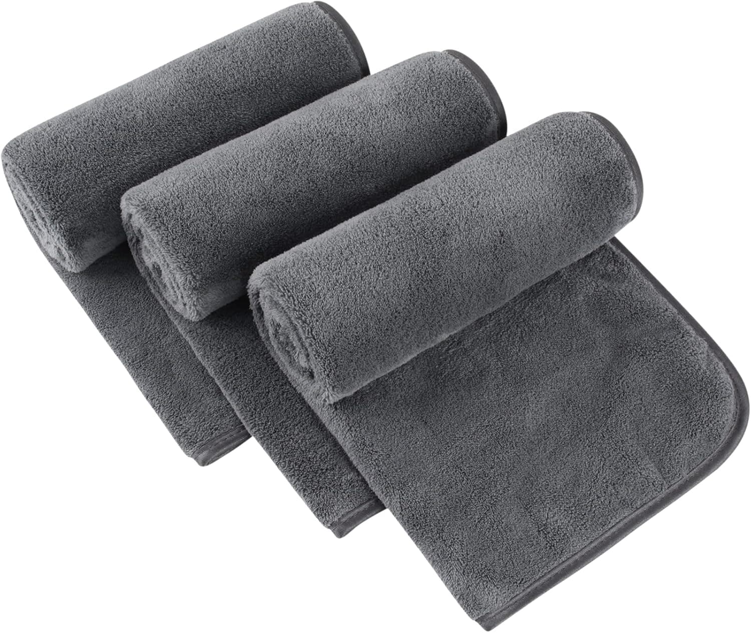 SINLAND Microfiber Hand Towel for Bathroom Super Soft Makeup Remover Cloth Washcloth for Home Spa Sports Face Cleansing Towel 16Inch x 30Inch Grey 3 Pack