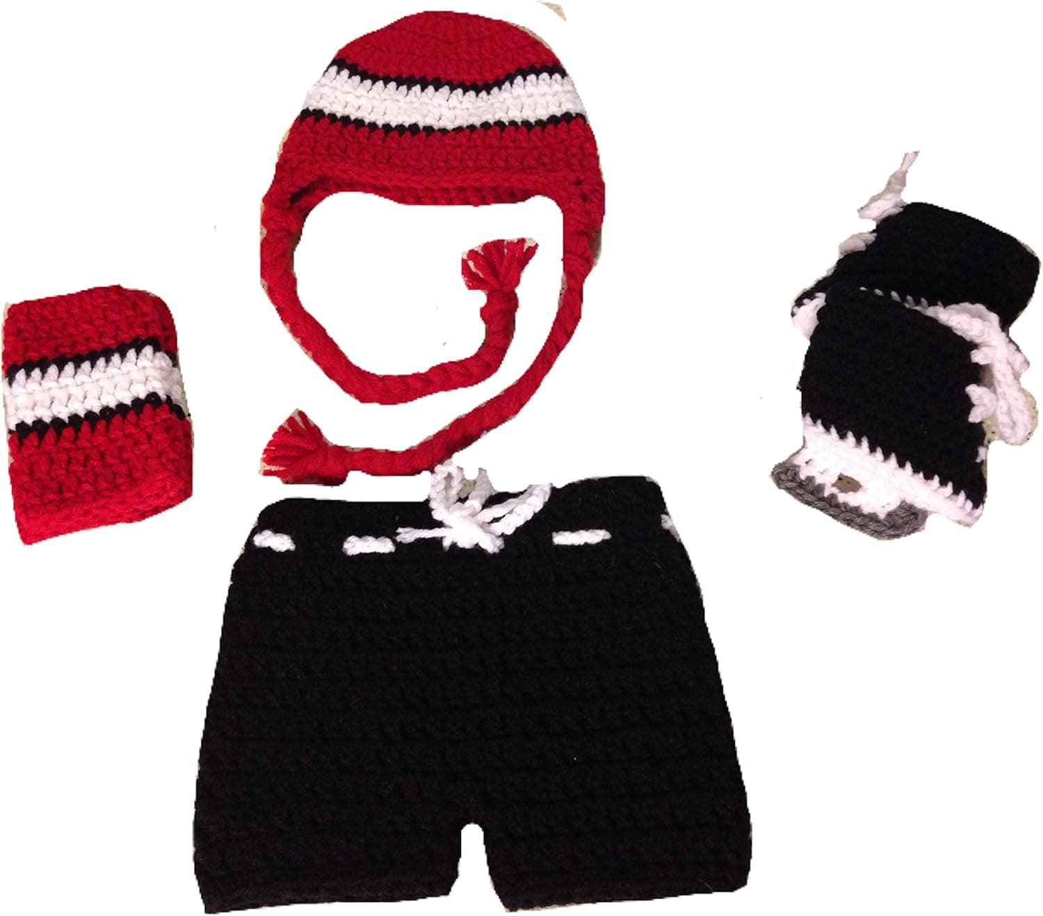 0-6 Month Infant Hockey Diaper Cover Full Set red black white