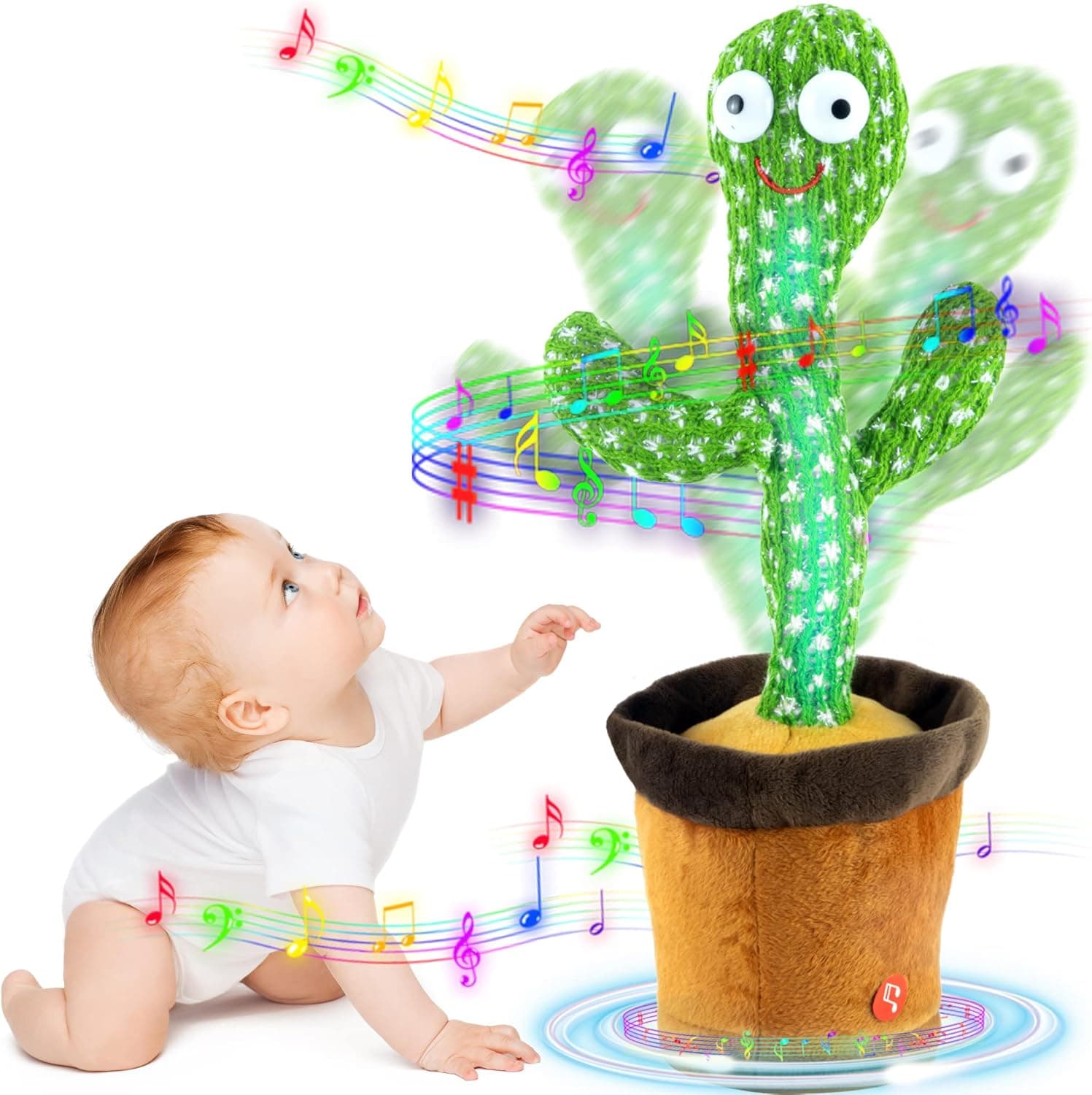 Dancing Cactus Talking Toy, Wriggle Singing Cactus Repeats What You Say, Soft Plush Talking Toy Speaking Cactus Baby Funny Creative Kids Toys