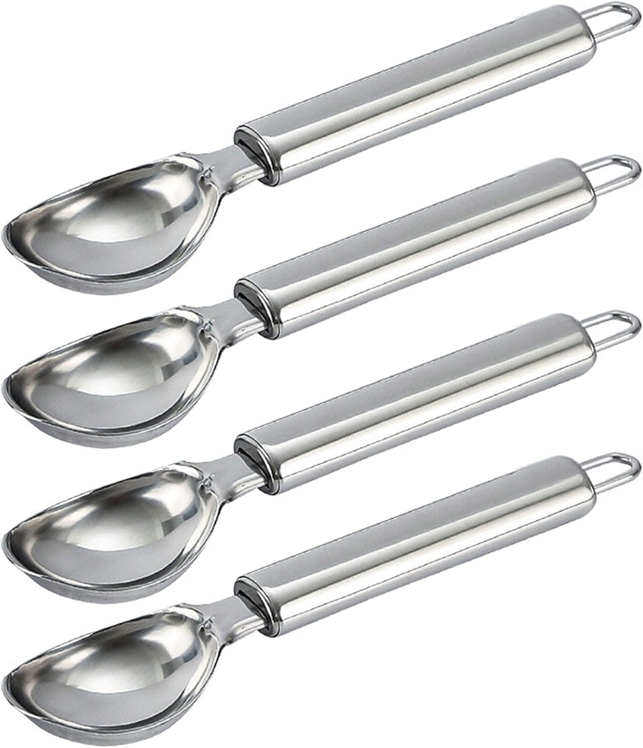 GuDoQi 4 Pack Ice Cream Scoop Stainless Steel Antifreeze Easy Scoop Good Grip Dishwasher Safe for Ice Cream and Digging Ball Fruits