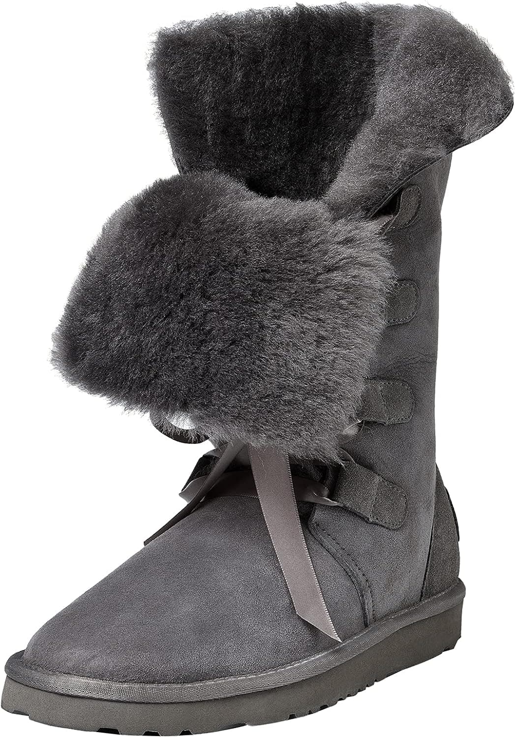 AUSLAND Women's Waterproof Snow Boots with Fur Tall Lace Up Winter Boots 5118