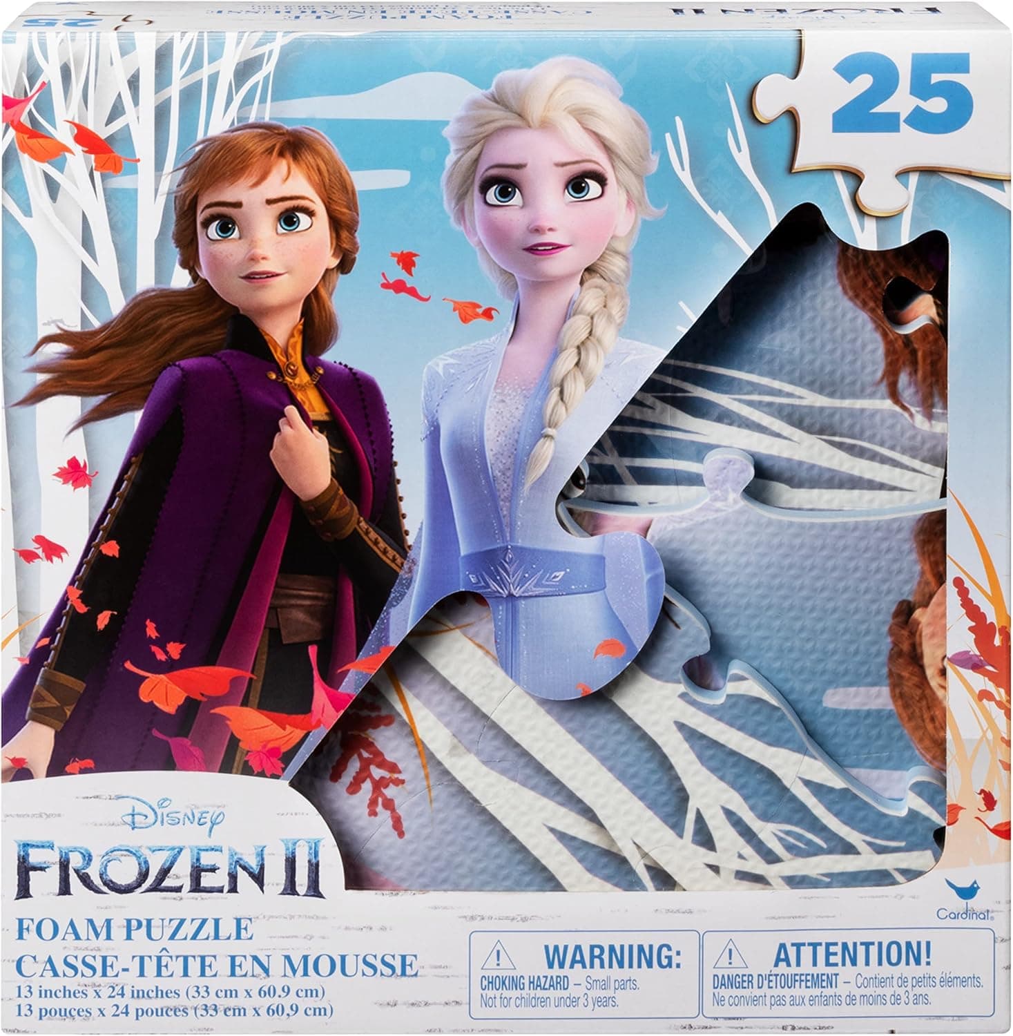 Disney Frozen 2, 25-Piece Foam Jigsaw Puzzle Toy for Girls & Boys Elsa Anna Olaf Winter Snow Movie Merch Party Favor, for Kids Ages 4 and up