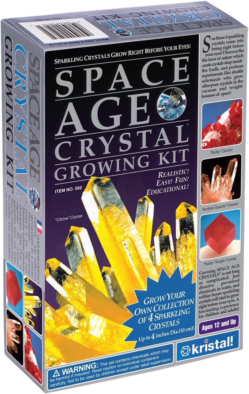 Space Age Crystal Growing Kit: 4 Crystals (Citrine, Ruby, Amber)