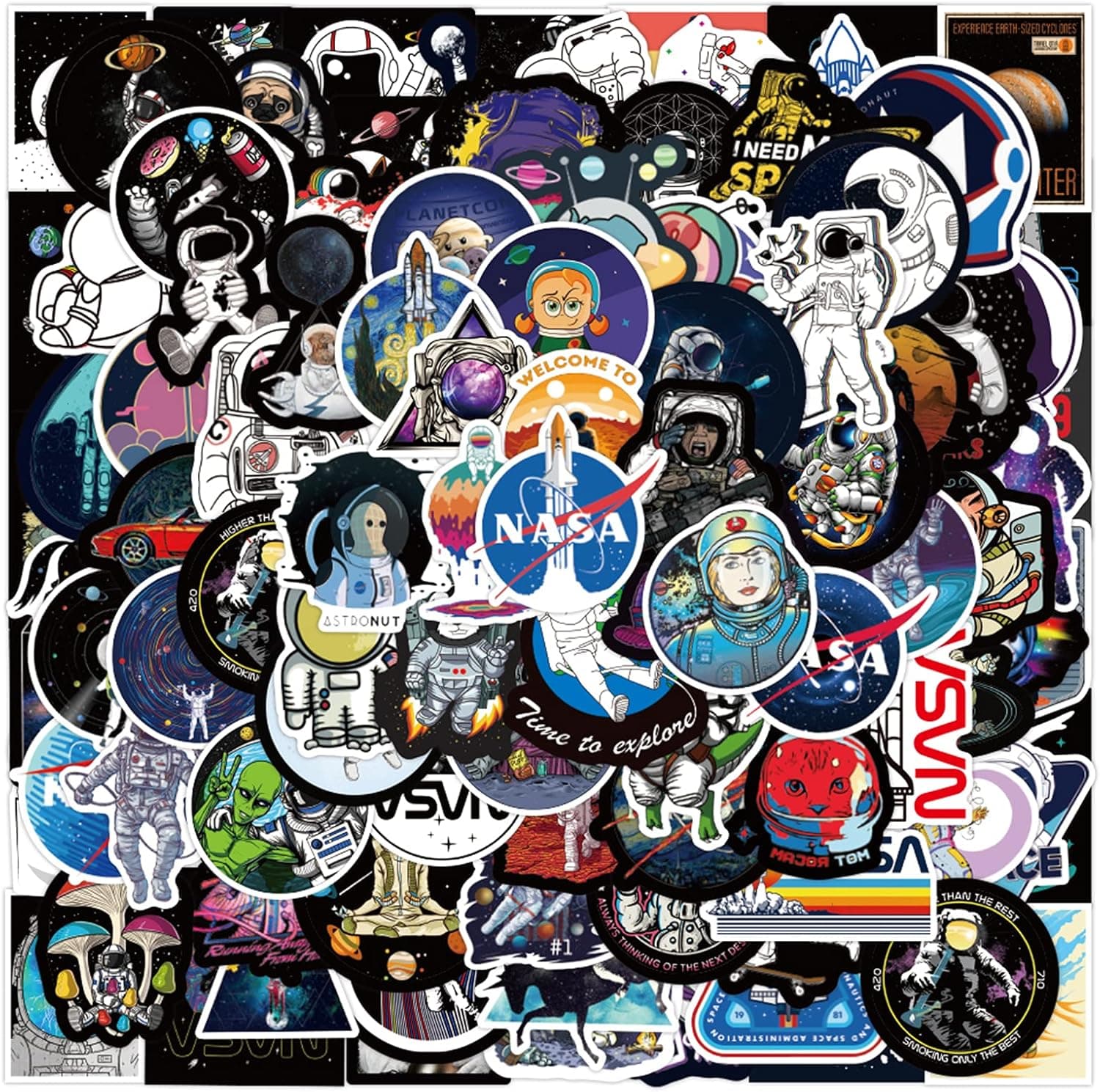 CJM NASA Space Stickers -101PCS Vinyl Stickers Pack Space Theme Gifts Suitable for Boys and Girls to Teenagers Waterproof DIY Decoration
