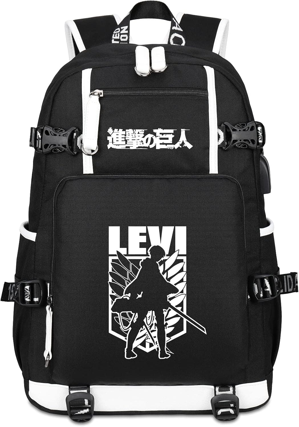 Roffatide Anime Backpack for Attack on Titan Levi Wings of Freedom Laptop Backpack with USB Charging Port & Headphone Port