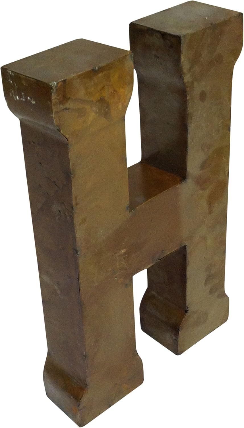 Lucca Decor R-H18 Recycled Rustic Tin Letter H