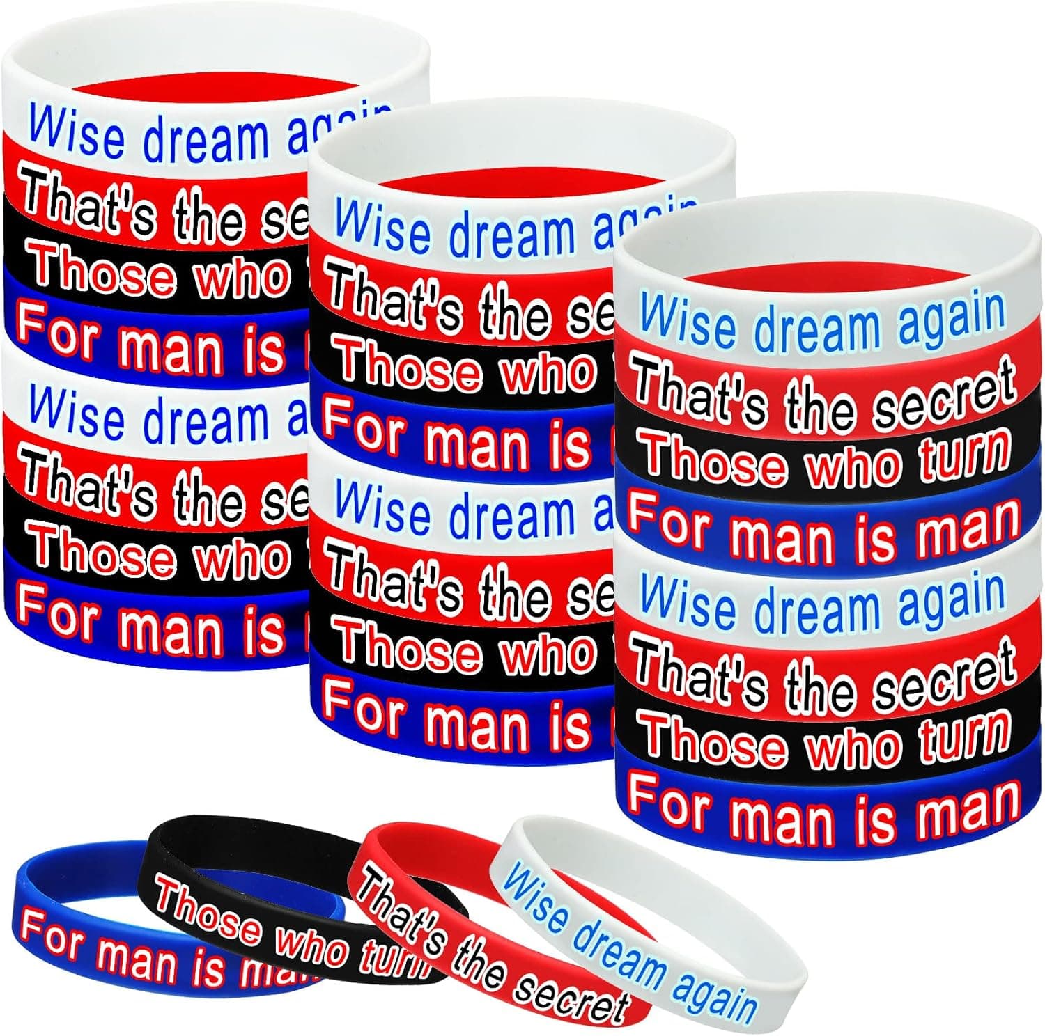 24 Motivational Silicone Wristbands Inspirational Saying Bracelets with Inspirational Quotes, 4 Styles Positive Messages for Party Favors for Inspiring Men Women Young People (Cool Style)