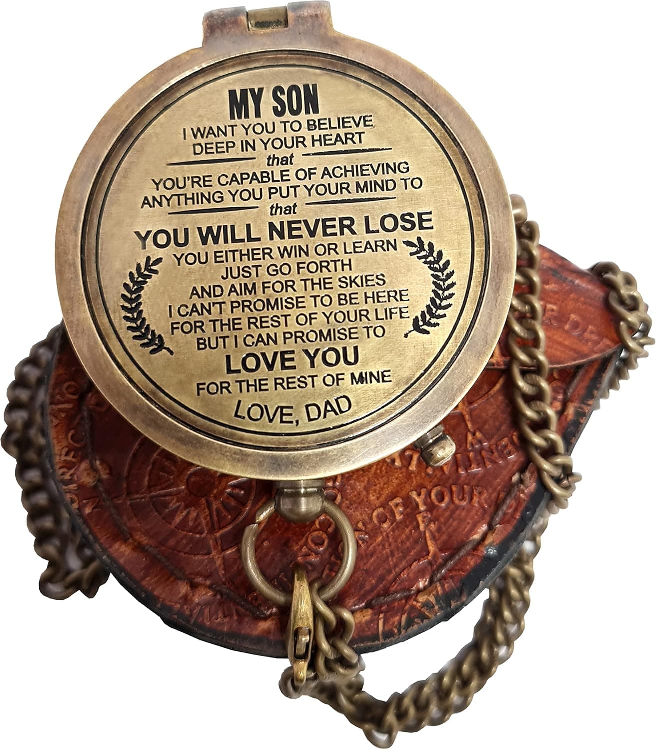 The New Antique Store - Engraved Compass, Customized Brass Compass for Anniversary, Birthday, Graduation Day, Confirmation Gift, Valentine Gift, Parting Gift, Sailor Gift