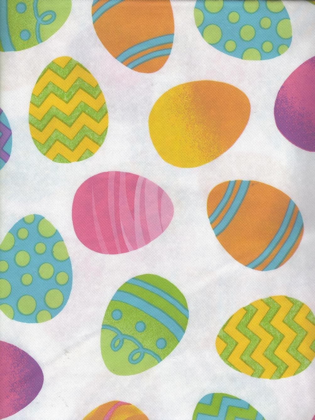 Vinyl Tablecloth with Flannel Back 52 X 52 Square Easter with Eggs