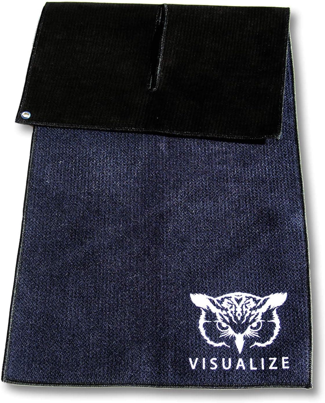 VISUALIZE Wing XL Golf Towel - Unique Center-Cut Waffle-Shammy Hybrid Construction, Premium Golf Towel Provides Exceptional Scrub and Shine Experience, Looks Awesome On The Golf Bag! (Black-Black XL)
