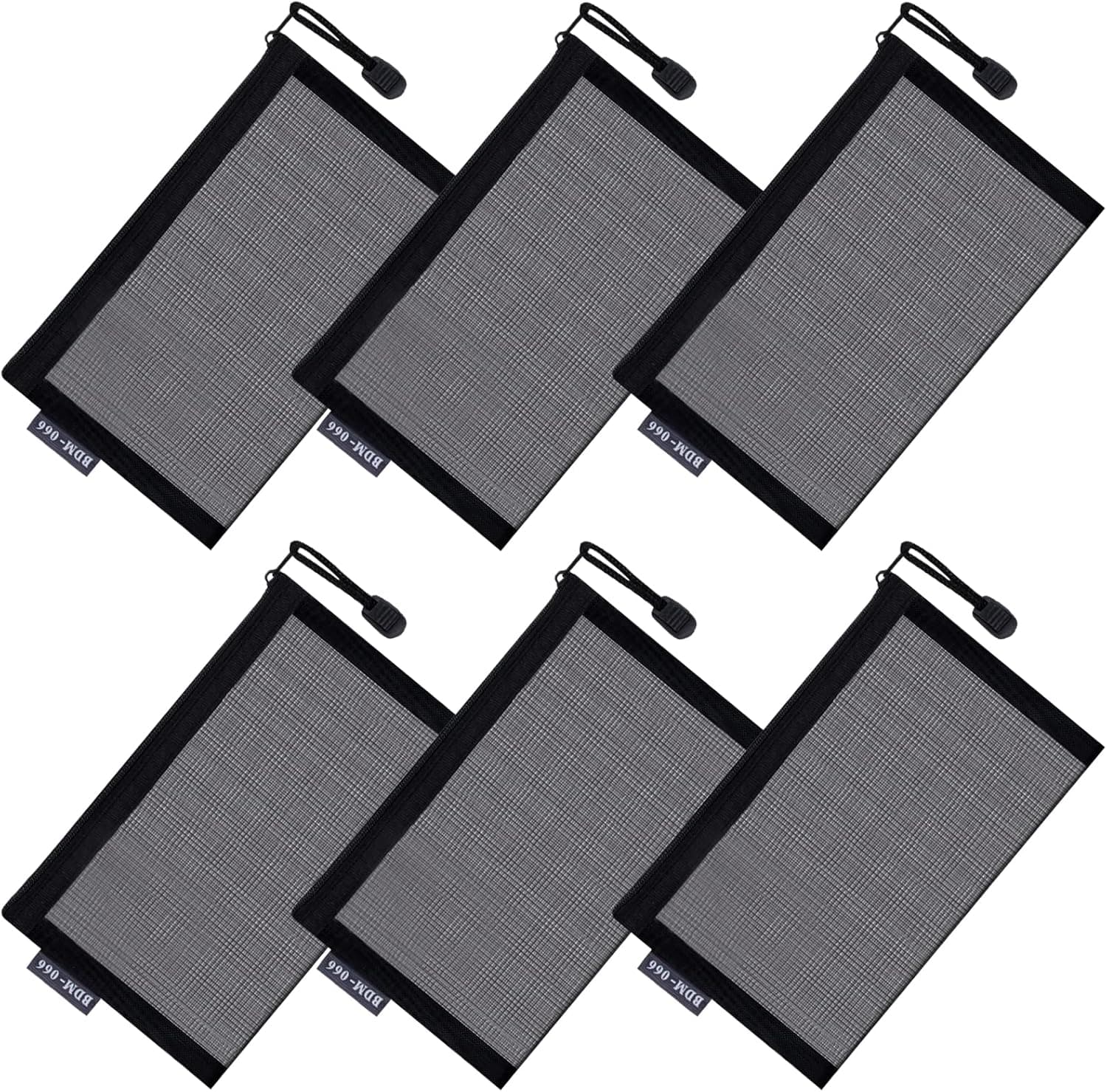 JOINDO 6 Pcs Mesh Makeup Bag for Purse, Mesh Cosmetic Bags, Portable Mesh Zipper Pouch Toiletry Bag Organizing Pouches for Travel (Black)
