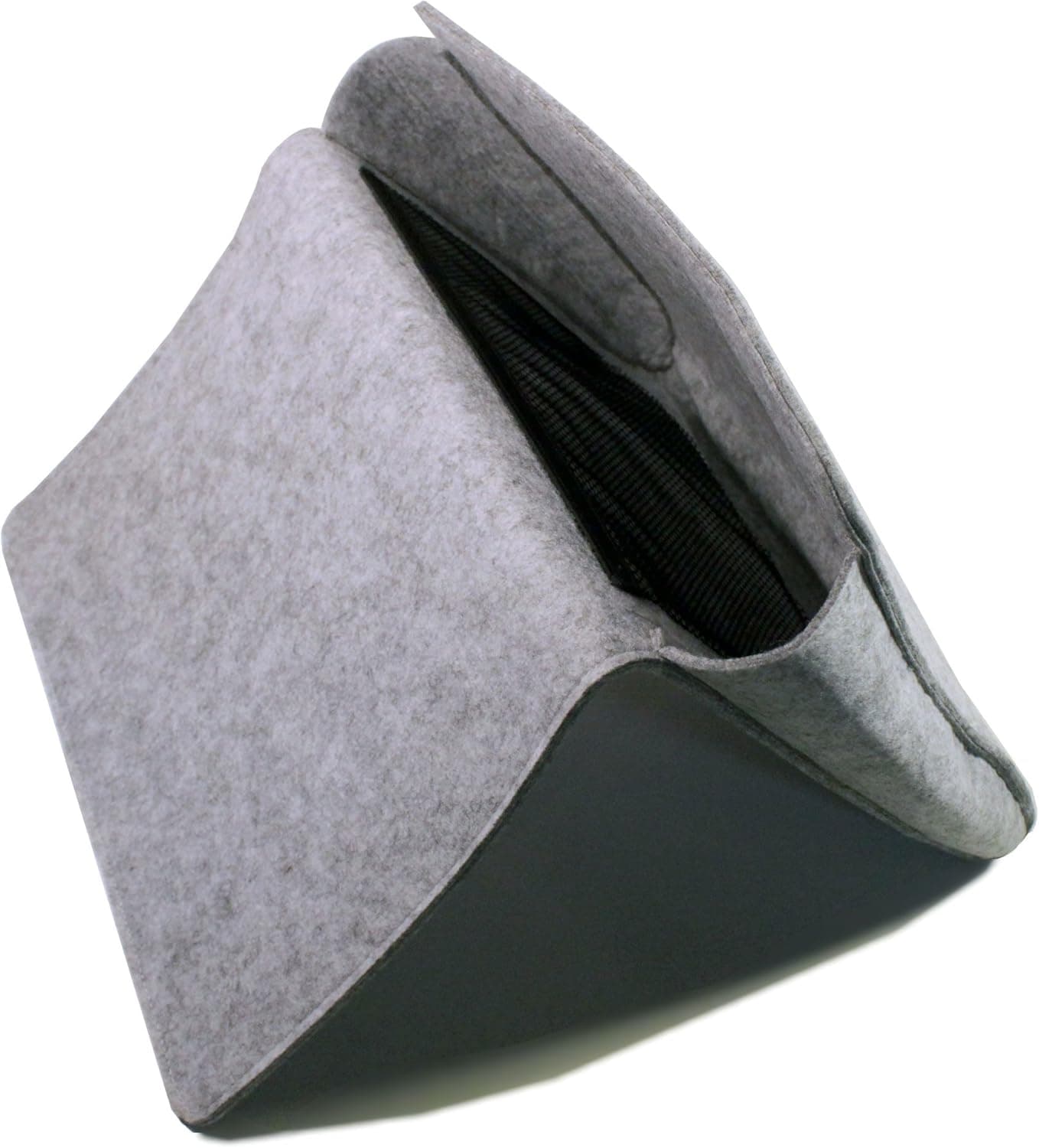 Prime Motif Gray Bedside Caddy with Extra Pockets - 1 Large Pocket and 2 Mesh Pockets - Bedside Storage Organizer Modern Felt Magazine Holder - Simplistic Design Hang Bag for Books, Remote, Laptop