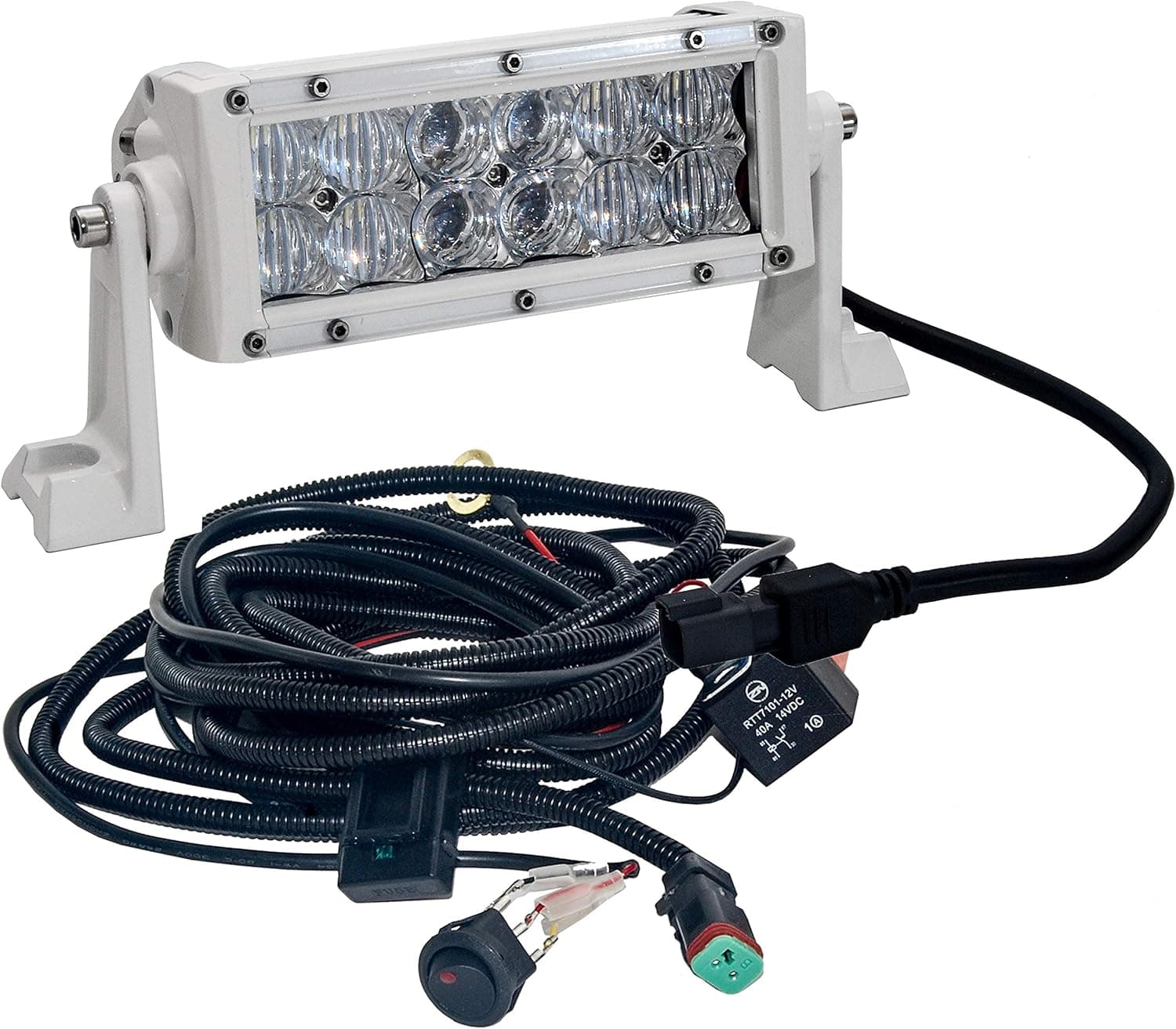 OZ-USA 8" White 4D Series 36w LED Light Bar Combo Beam Plug and Play Harness for Marine Boat Fishing Vessel 12v-24v