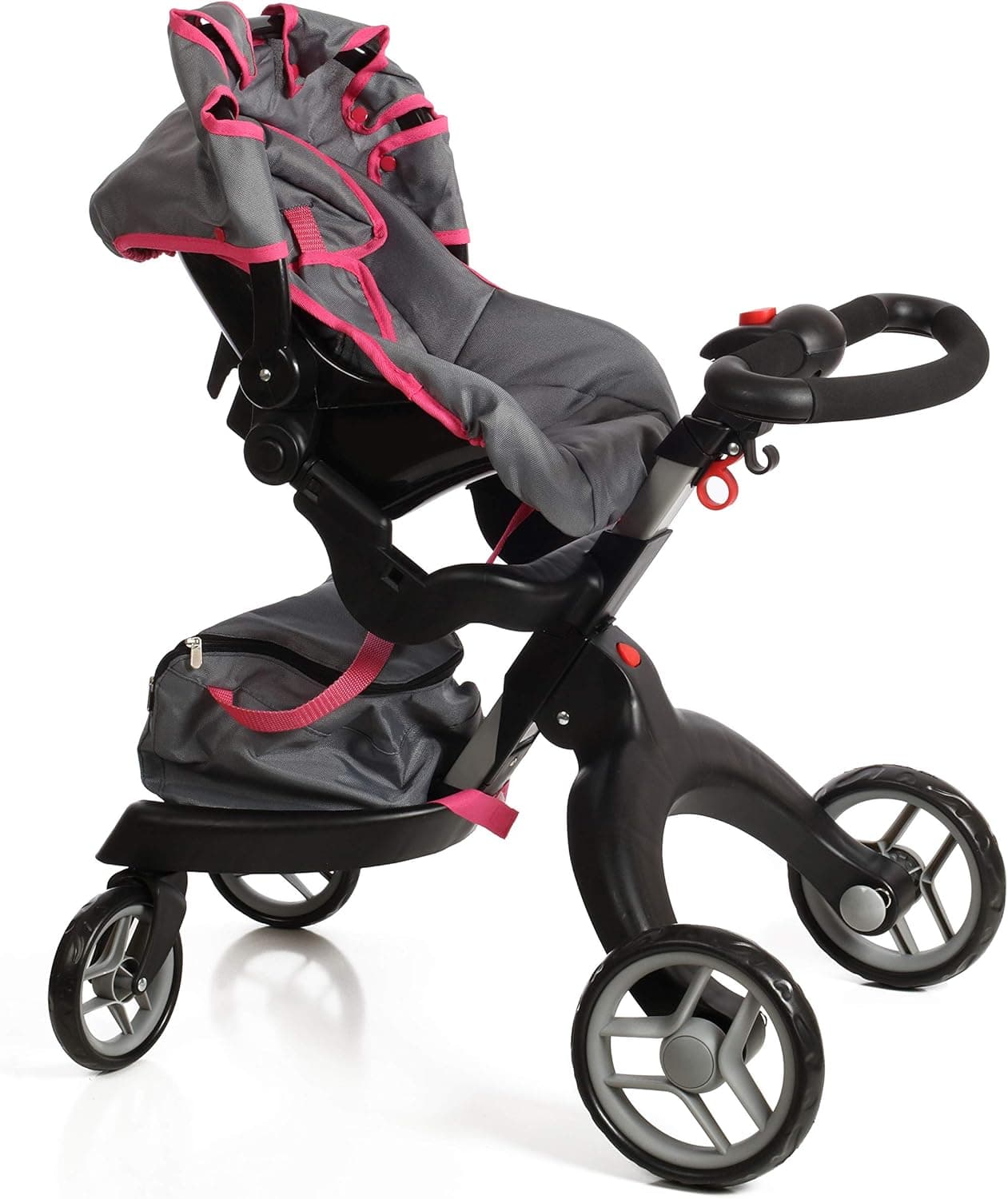 Mommy & Me Socutie Doll Stroller with Swiveling Wheels & Adjustable Handle. 31" Tall, Carriage Bag Included