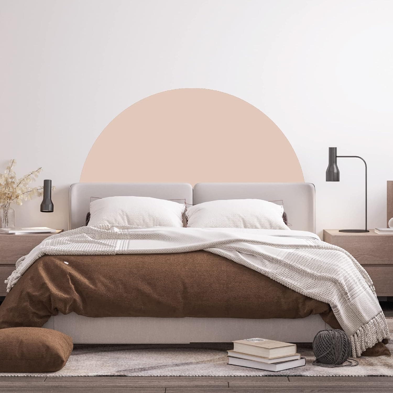 MINICK Arch Wall Decal Decor Sticker - Boho Wall Decor Sticker, Boho Decal, Wall Decals for Living Room, Wall Mural Boho Decor, Removable Arch Wall Stickers, Peel and Stick (Brownish Terracotta) (Pink)