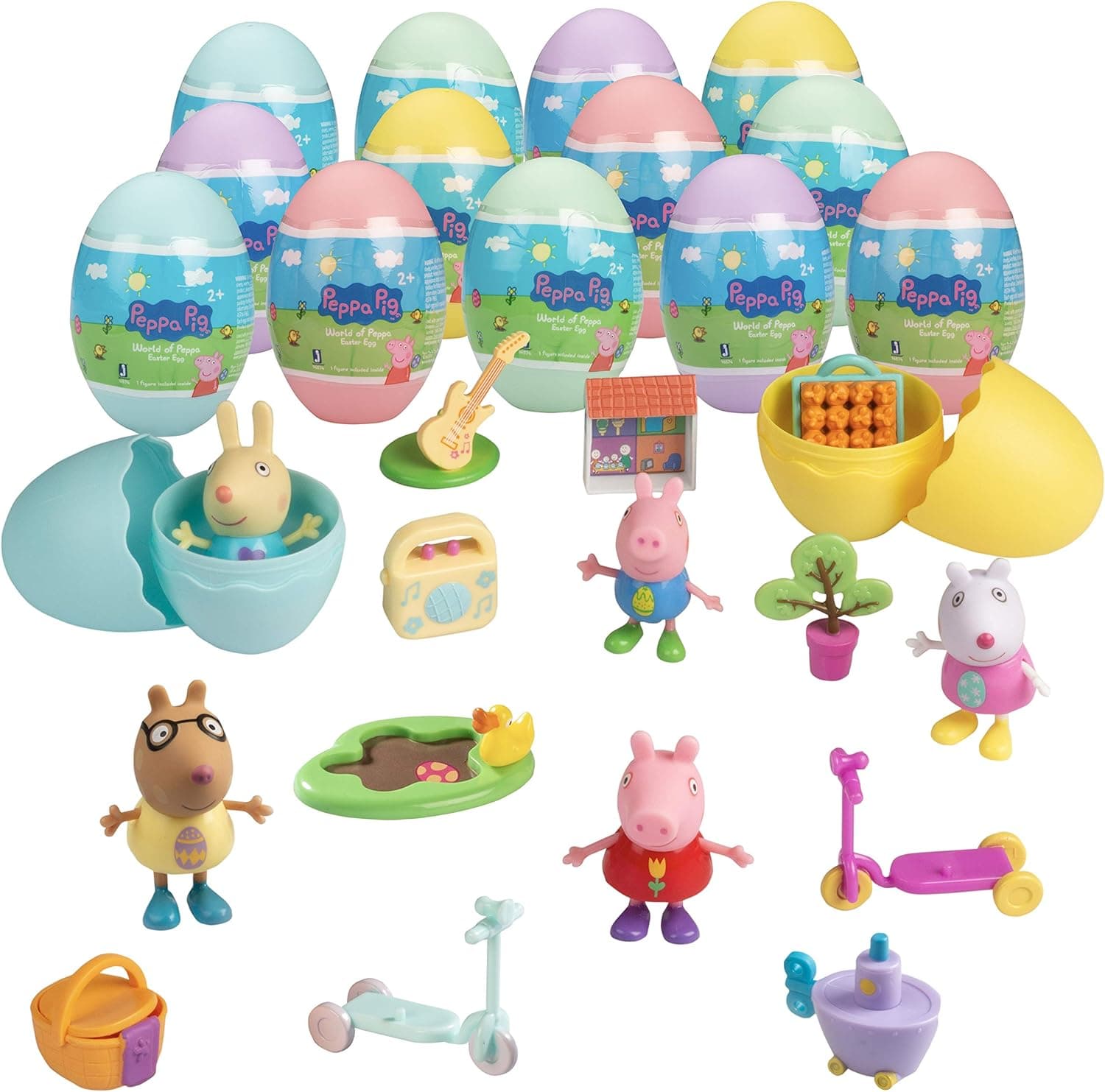Peppa Pig Surprise Easter Egg Mega-Value Pack - 15 Different Mystery Eggs with Toy Accessory or Figure Character Inside - Great Gift for Kids