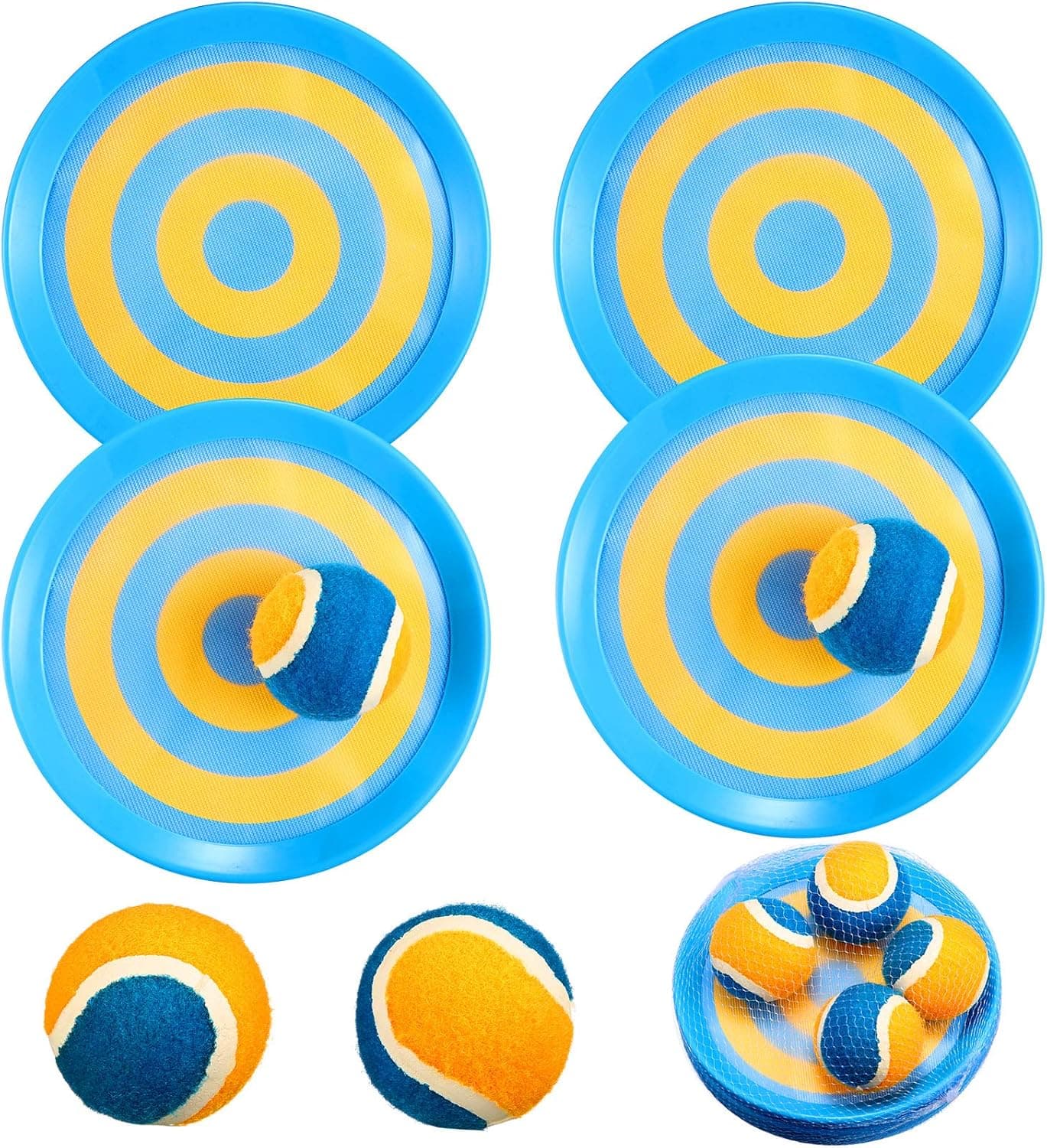 Skylety Kids Catch Game Toss and Catch Ball Set Sports Paddle Games with 4 Paddles 4 Balls and 1 Storage Bag for Outdoor Backyard Beach Game Party Favor