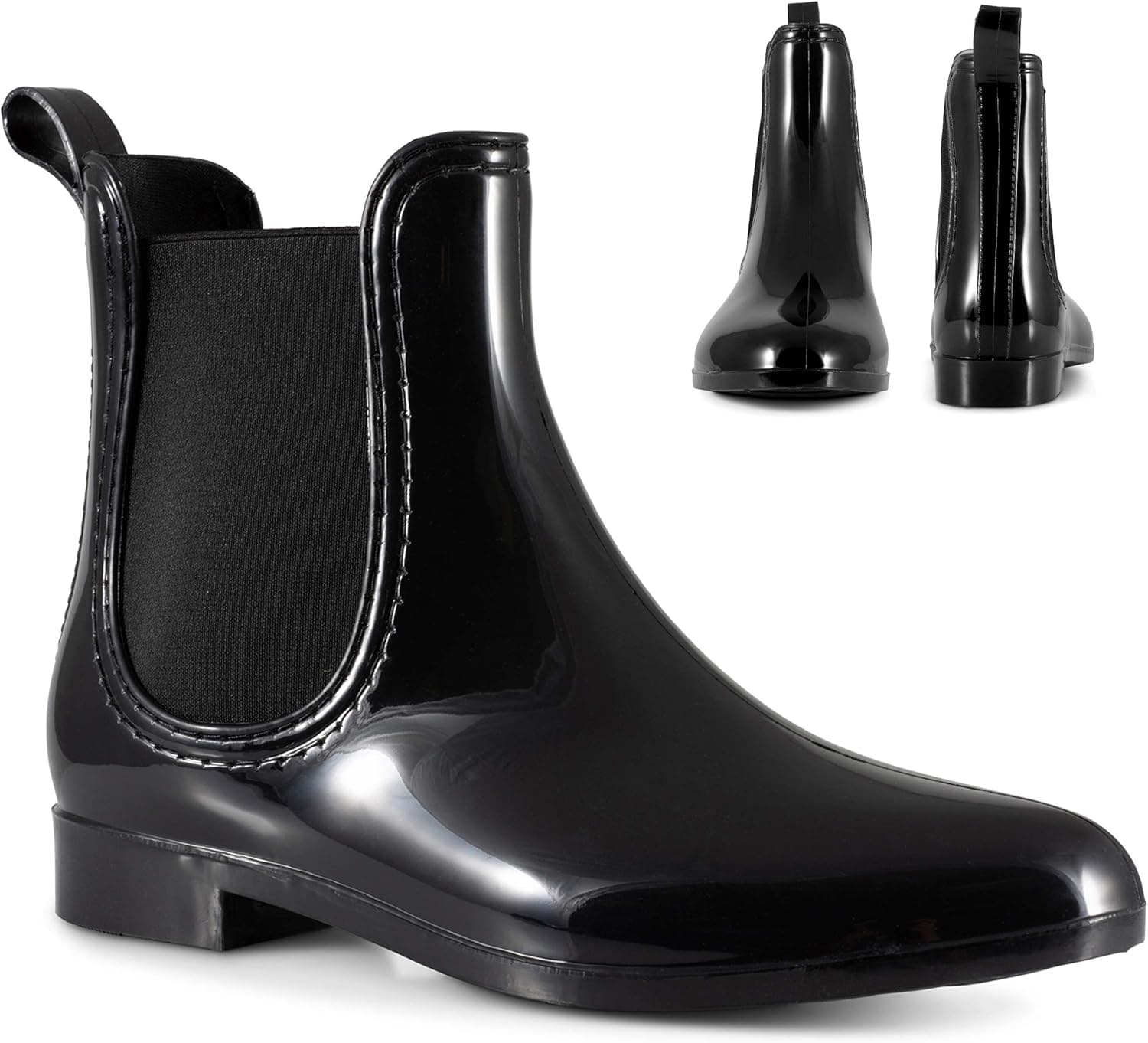 Twisted Women's MOLLOY Chelsea Style Ankle Rain Boots- MOLLOY01 BLACK, Size 10