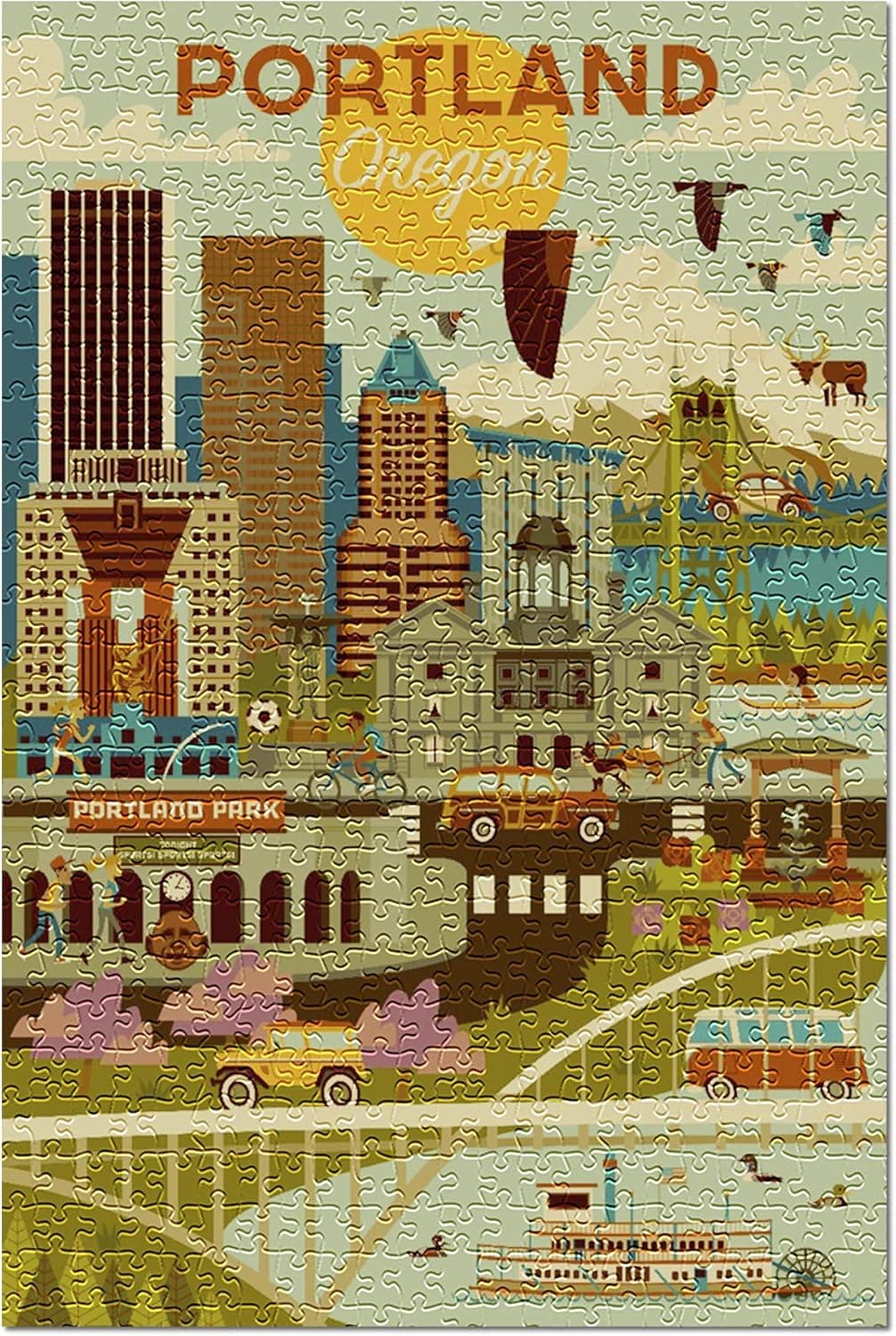 Portland, Oregon - Geometric (Premium 500 Piece Jigsaw Puzzle for Adults, 13x19)