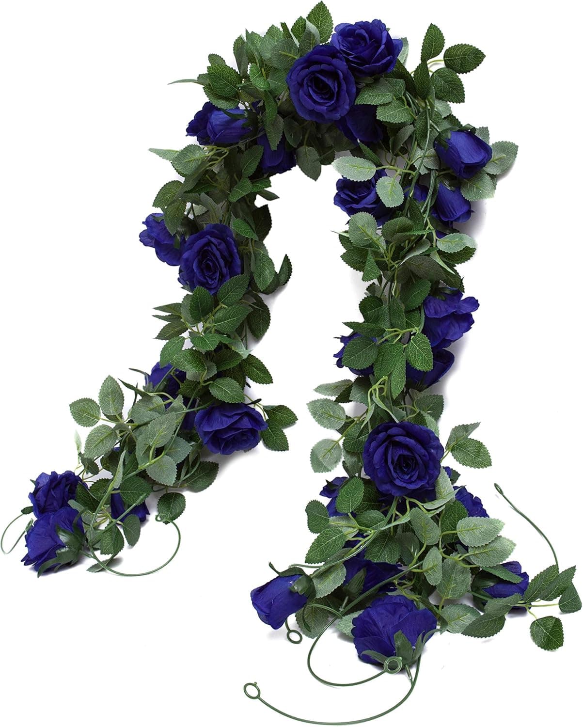 Huata 3PCS 6.56Ft Artificial Rose Flower Silk Vine Hanging Wedding Decor Garlands Home Outdoor Indoor Decor Flower (Blue)