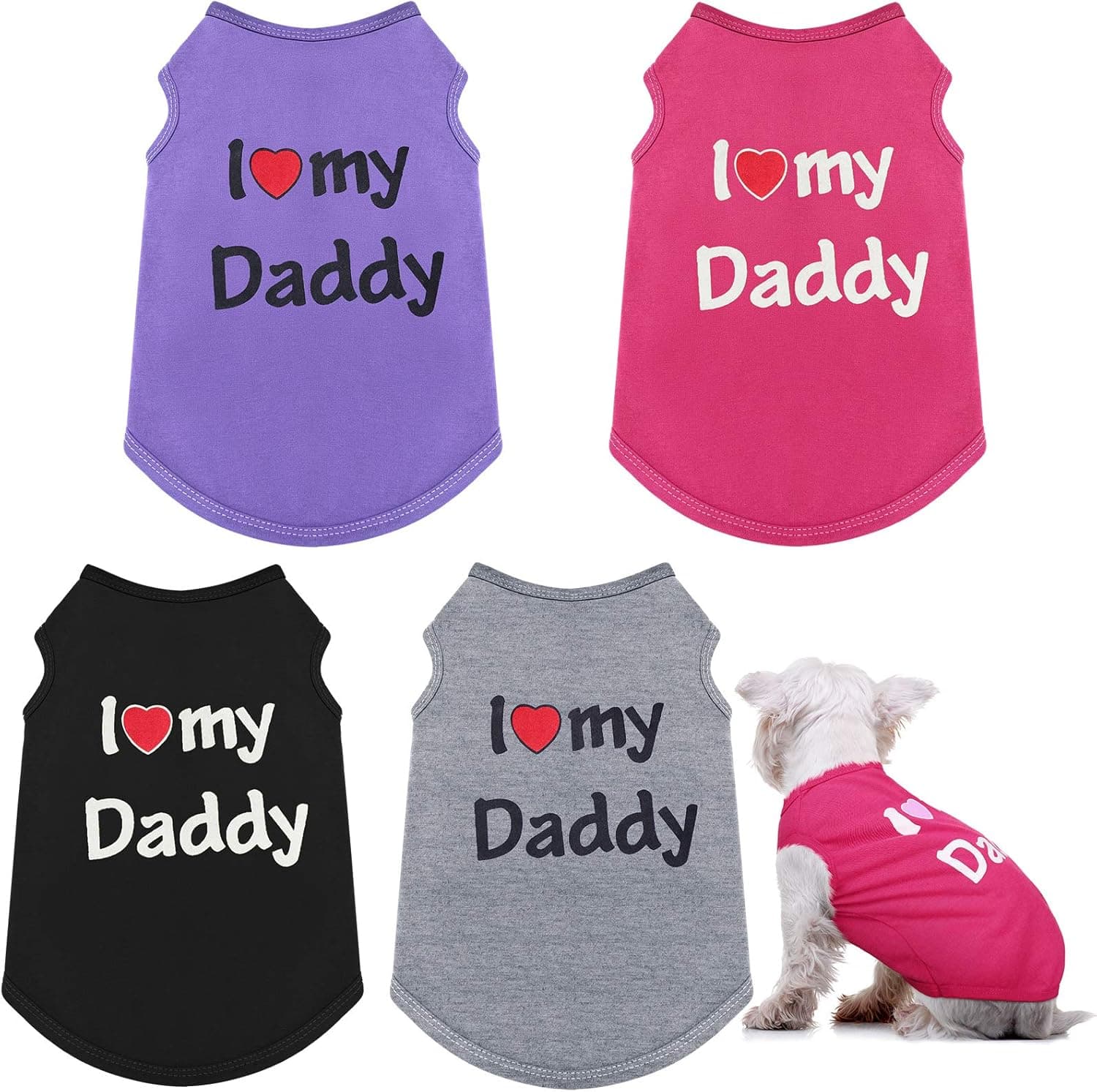 4 Pieces Dog Shirts Printed Puppy T-Shirts Pet Summer Shirts Clothes Soft Puppy Tee Shirts Sweatshirt Breathable Dog Vest Pet Apparel for Small Medium Dogs Cats (Medium)