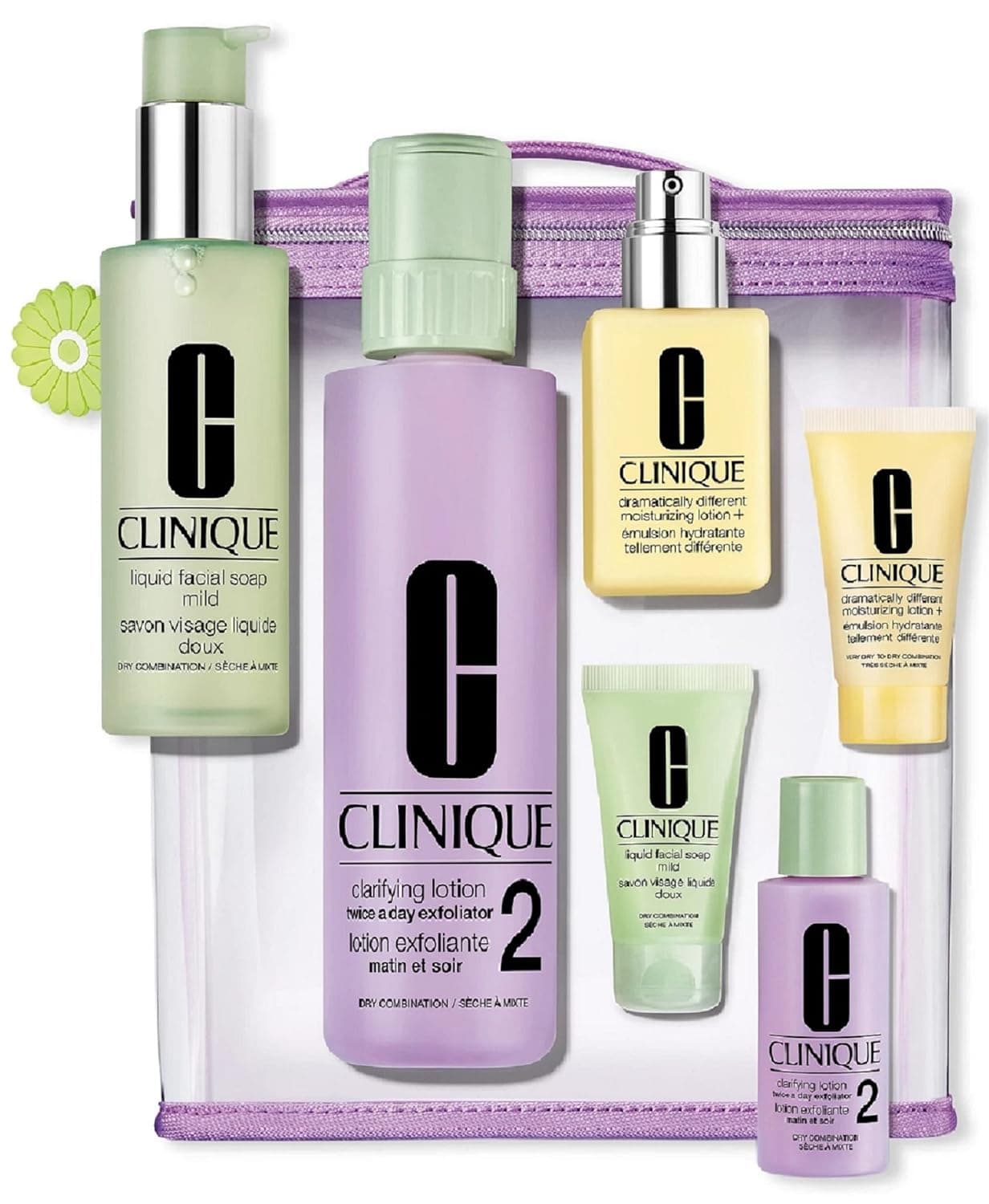 Clinique 6Piece Skin Care Set Facial Soad+Clarifying Lotion 2 + Oil Free Gel, Multi color, Moisturizing, 31.4 Fl Oz