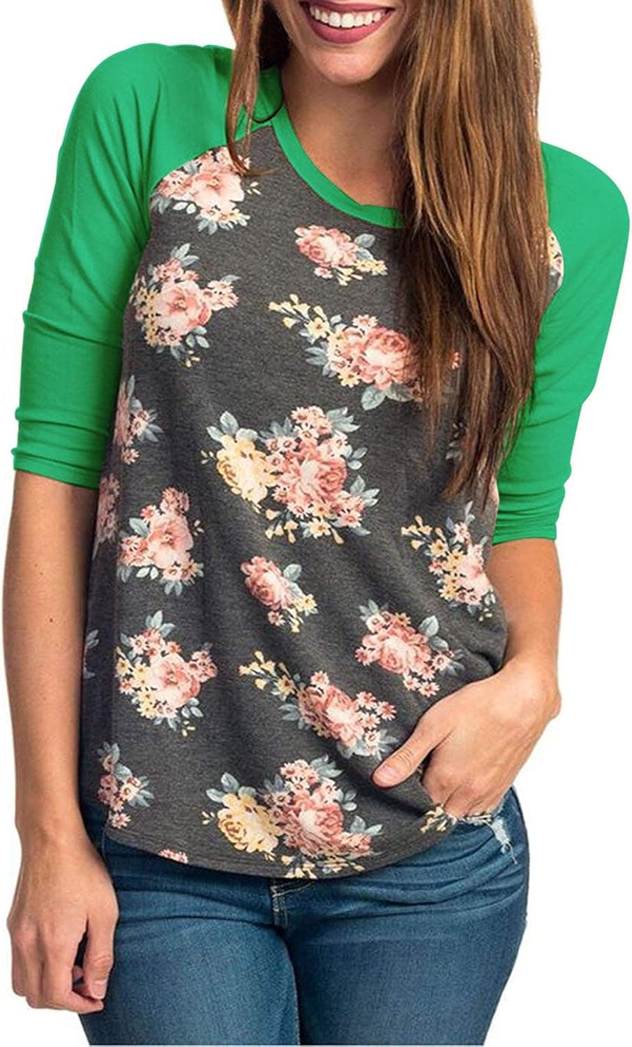 CEASIKERY Women's Blouse Short Sleeve Floral Print T-Shirt Comfy Casual Tops for Women 010