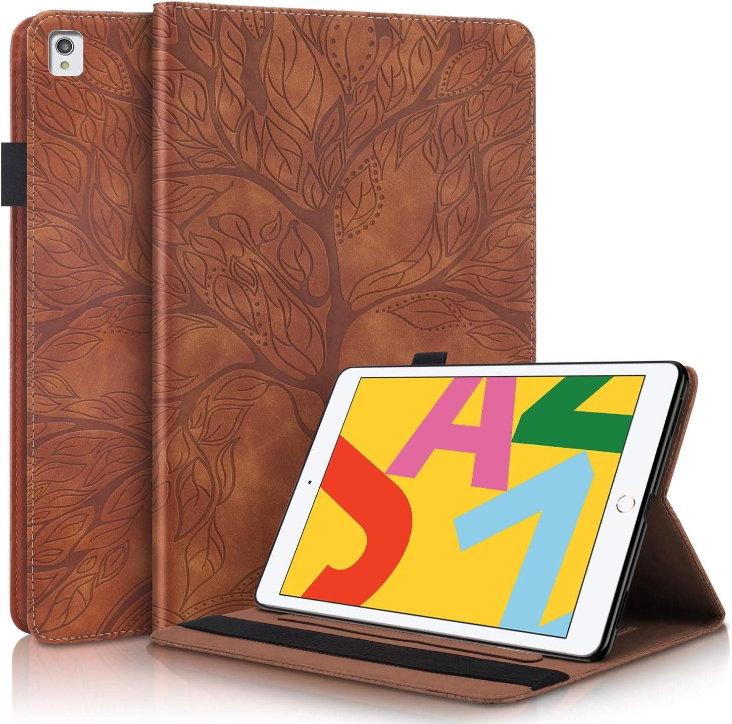 Pefcase iPad 9.7 inch Case iPad 2018/2017/iPad Air/iPad Air 2 Cover, Premium PU Leather Folio Stand Wallet Case for Apple iPad 9.7 inch Tablets Case - Brown