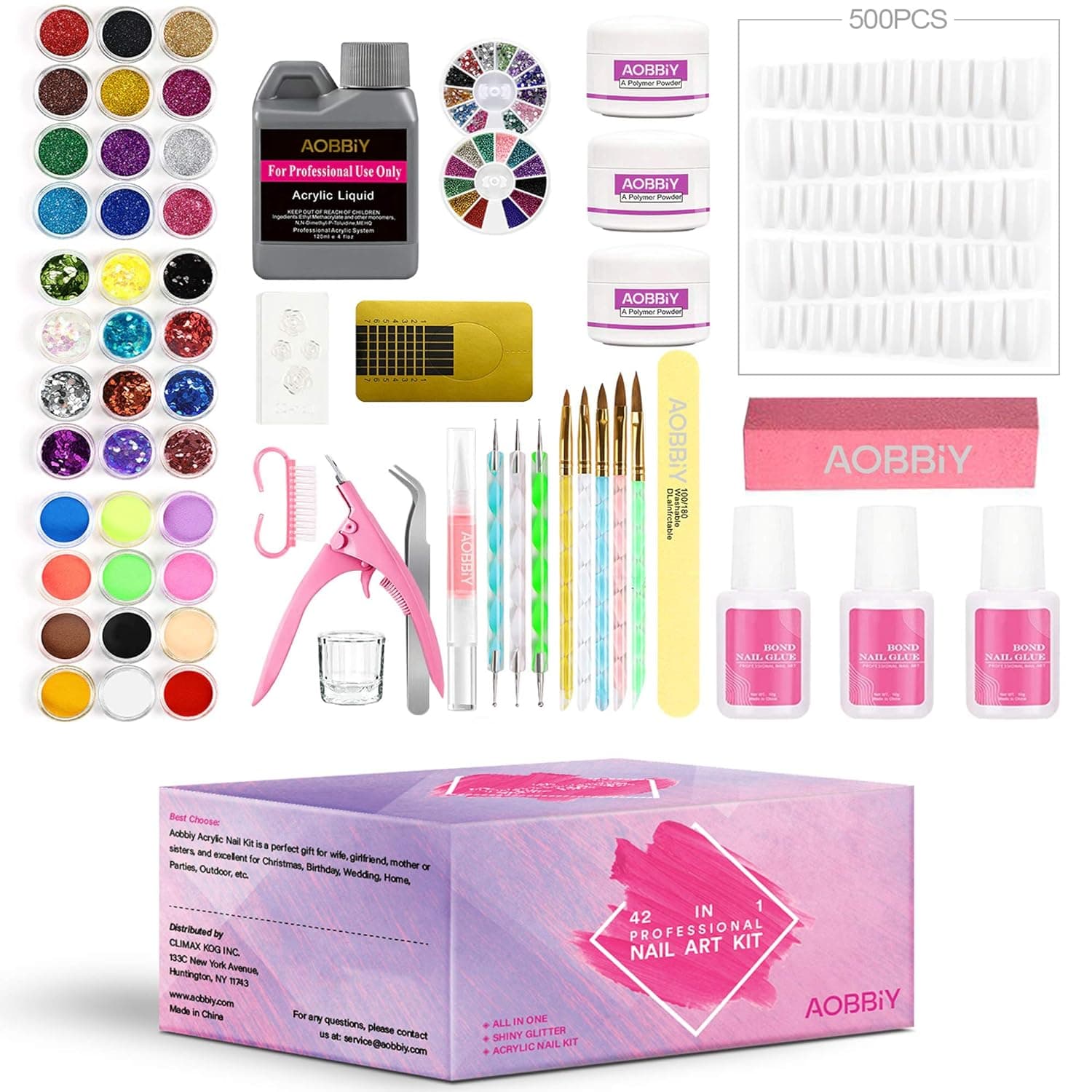 Aobbiy Acrylic Nail Kit for Beginner & Professional, Professional Manicure Acrylic Nail Set, Acrylic Nail Kit With Everything.
