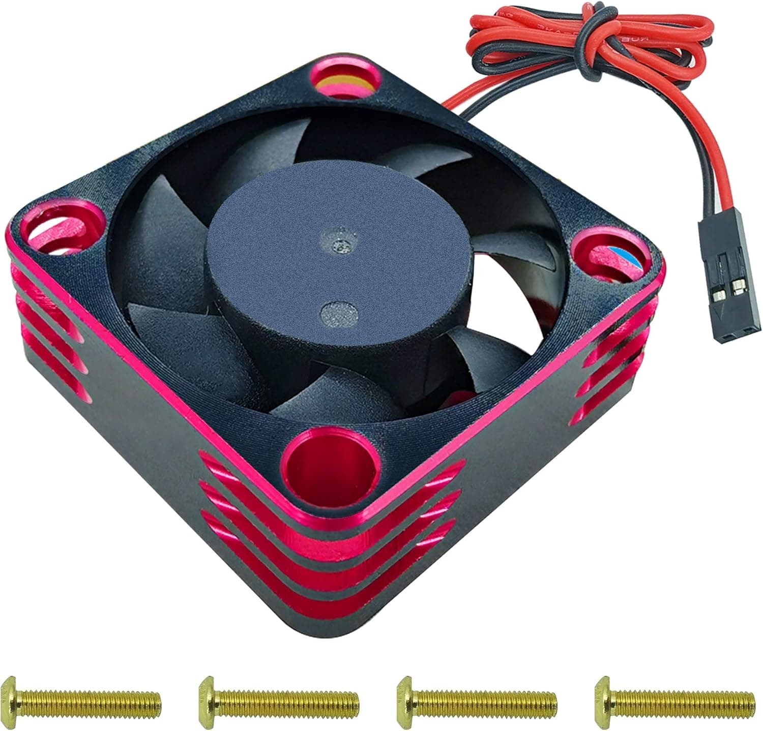 HOPLEX RC Motor Cooling Fan 30mmx30mm Heat Dissipation for RC Car 1/8 1/10 1/12 Scale 540 550 Brushless Motor Black Red