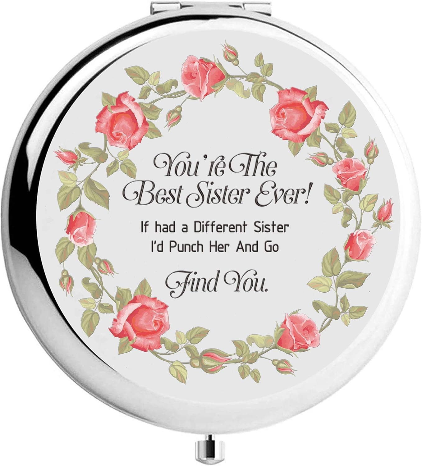 onederful Sister Gifts from Sister and Brother, Sisters Birthday Gift Ideas,Sliver Compact Makeup Mirror Gifts for Christmas, Graduation Present for Friend,Girls,Sister-You’re The Best Sister Ever