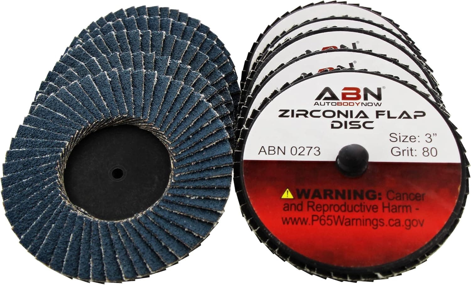 ABN Sandpaper Disc Set, 3in - T27 80 Grit High Density Zirconia Alumina 10pk Round Sander Flat Flap Round Sanding Pads