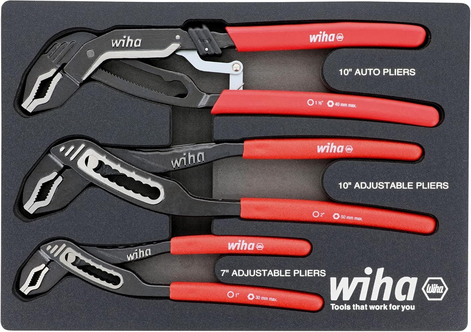 3 Piece Classic Grip Adjustable Water Pump Pliers Tray Set