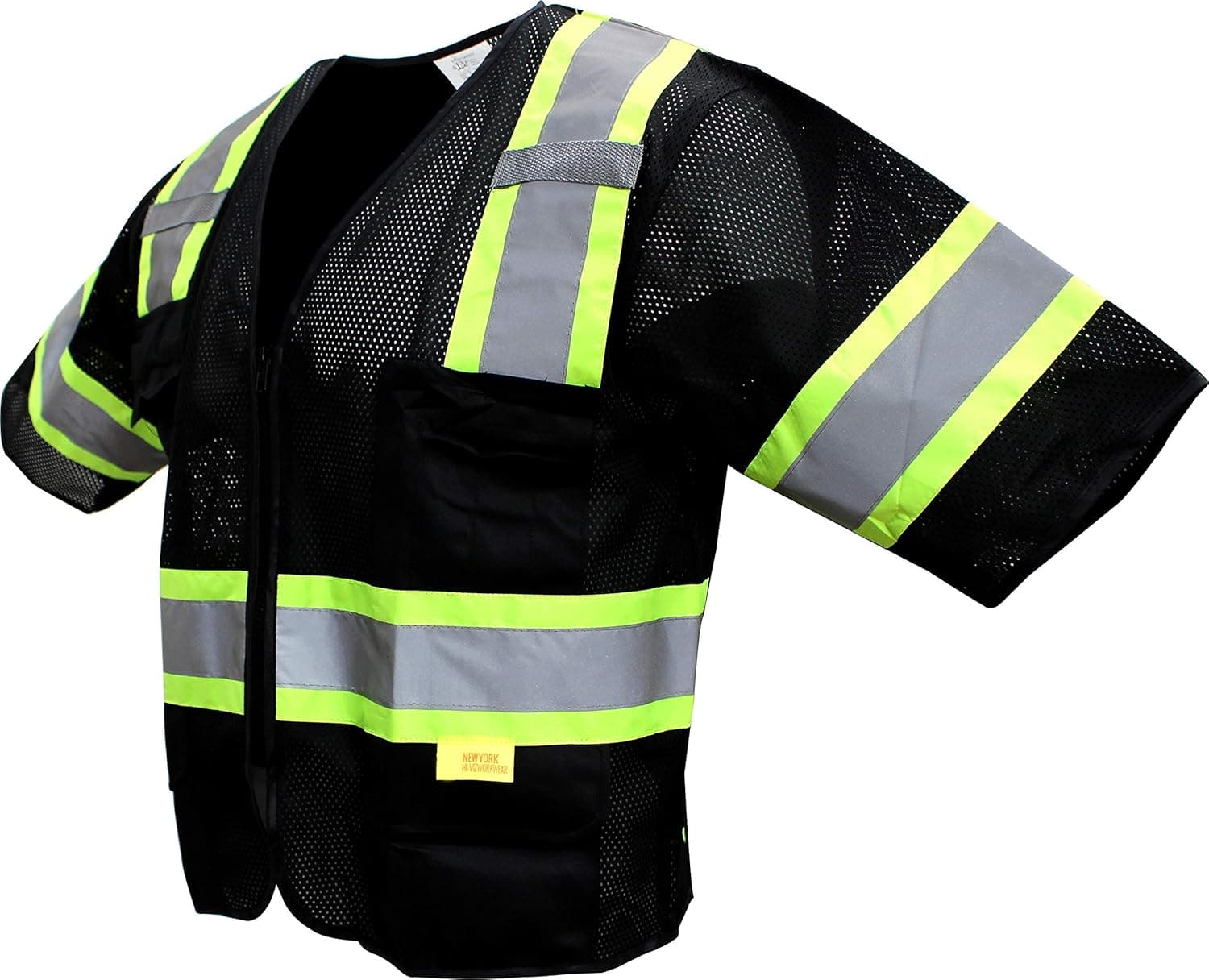 RK-Safety MV7813 Class 3 Two Tones High Visibility Reflective Strips Breathable Ployester Mesh Vest W/Pockets | ANSI ISEA 107-2015 Certified (Extra Large, Black)