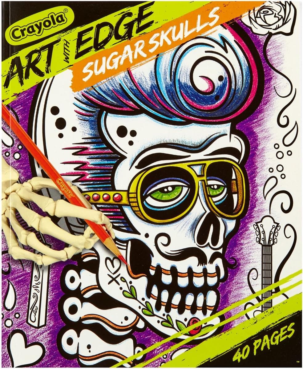 Crayola Sugar Skulls Coloring Book, Teen Coloring, 40 Pages, Gift, Styles May Vary, Assorted