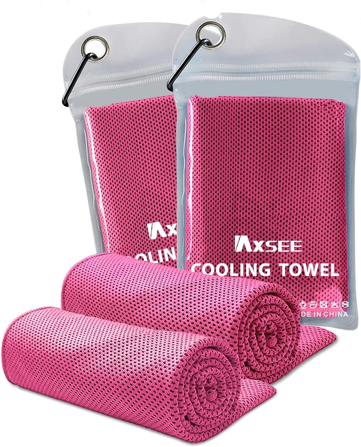 IAXSEE 2 Pack Cooling Towel Workout ​Towels for Gym Sweat Towel for ​Athletes Cooling Rags Cool Towel Towels for Neck and Face Travel Camping Sports Towel 40"x12" (Red, 2)