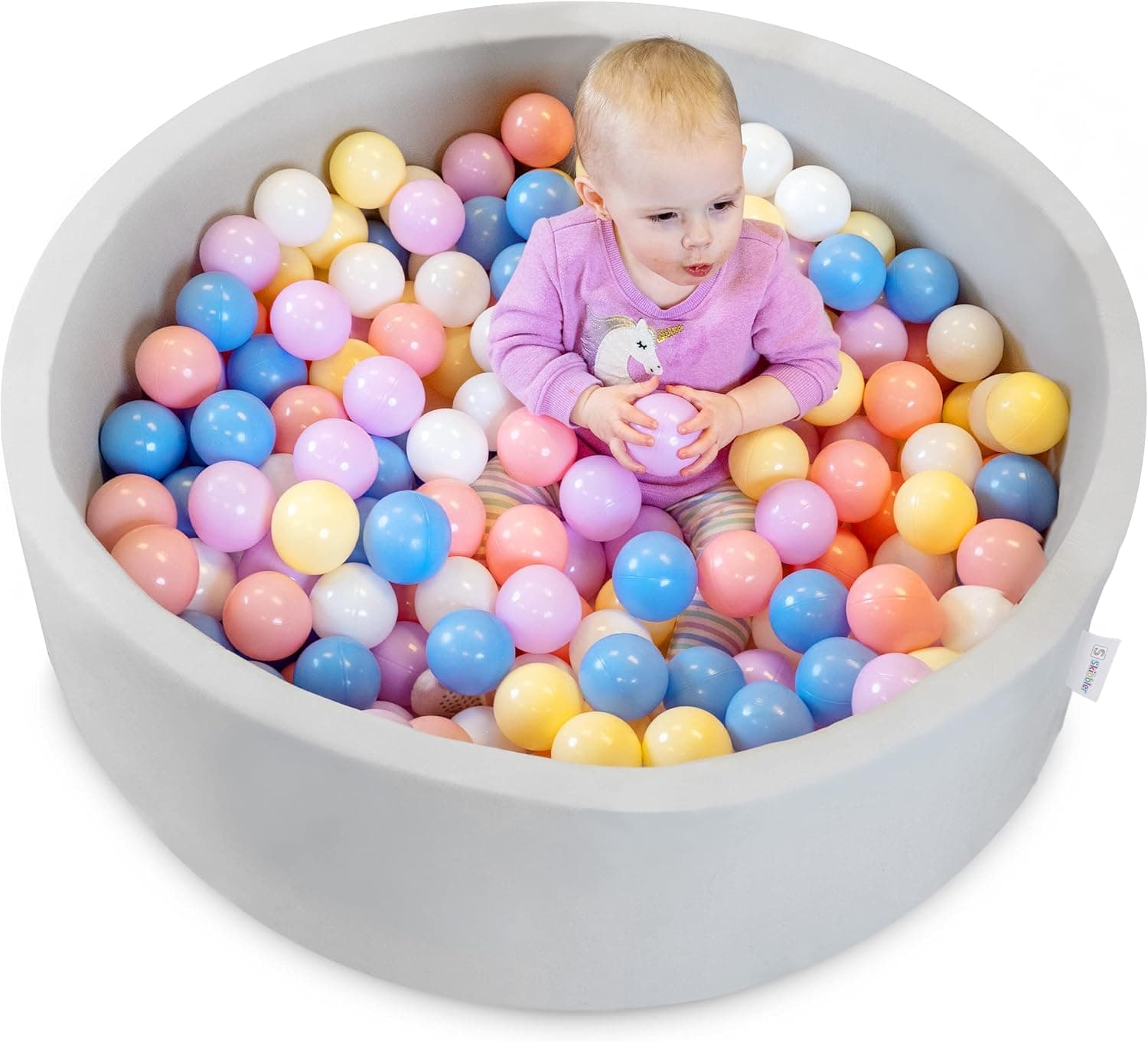 Skibbler Foam Ball Pit for Toddlers (Balls Included) - Easy to Assemble Kids Ball Pit, Ideal Gift for Toddlers with 200 Colorful Balls, Playpen Ball Pit Indoor Outdoor Fun
