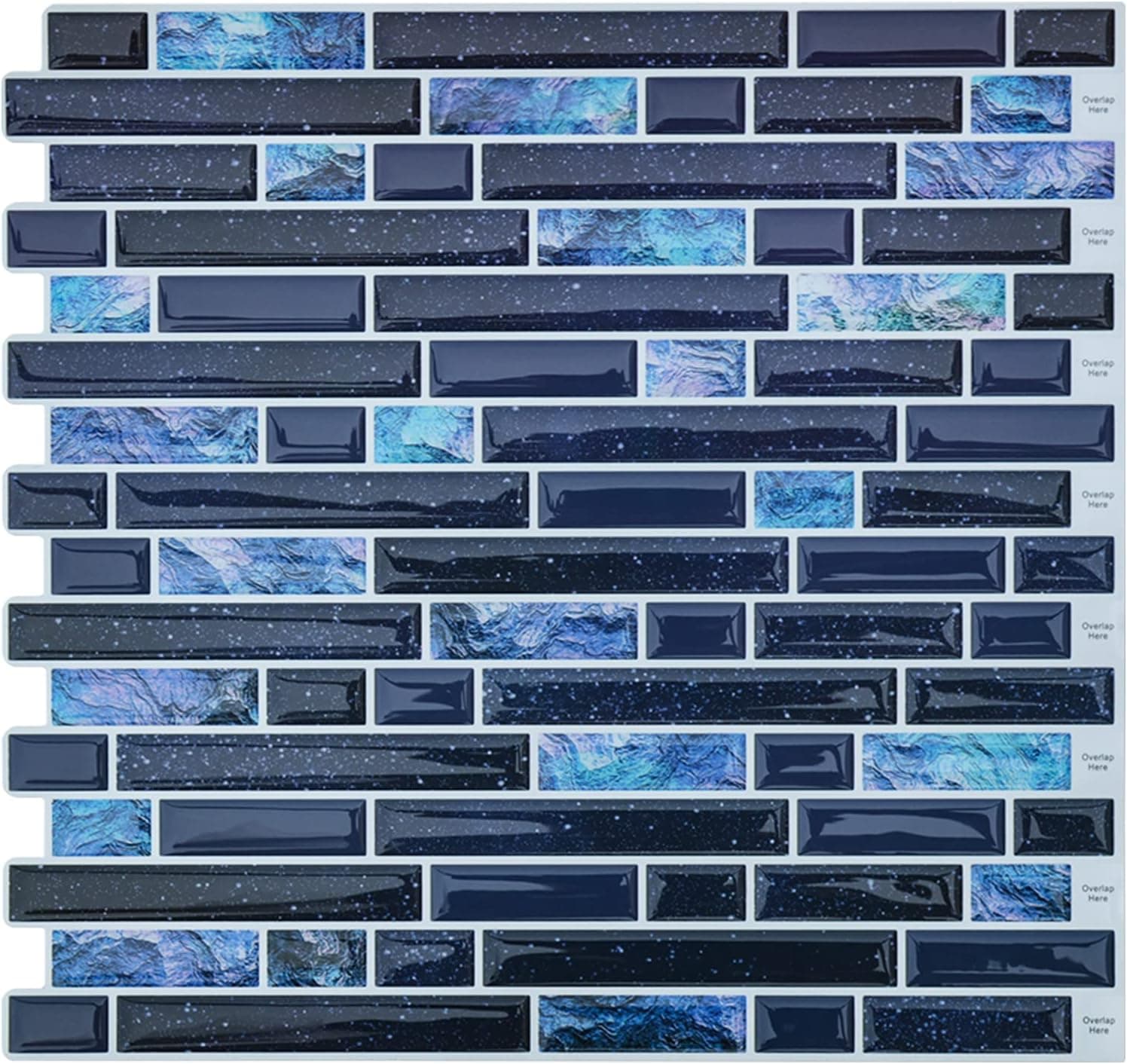 Miscasa 10-Sheet Peel and Stick Backsplash Tiles, Starry Blue Removable Vinyl Decorative Tiles use for Kitchen, Bathroom