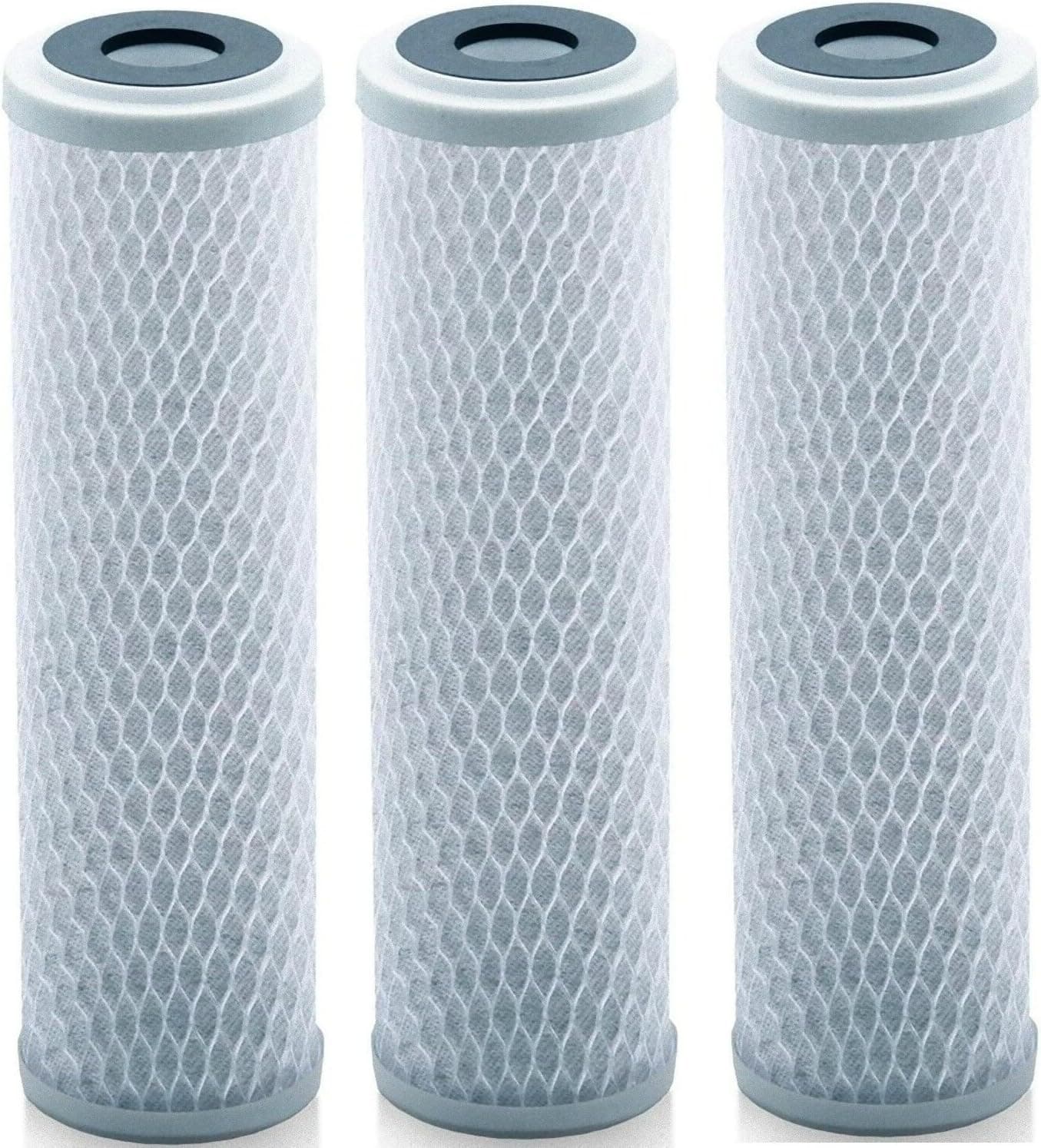 Lake Industries Universal 10 inch Carbon Block Water Filter Cartridge - Replacement CTO Water Purifier Filter, Activated Carbon (NSF 42 Certified) (3)