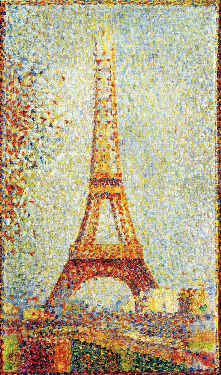 Whimsical Seurat Eiffel Tower Wooden Jigsaw Puzzle