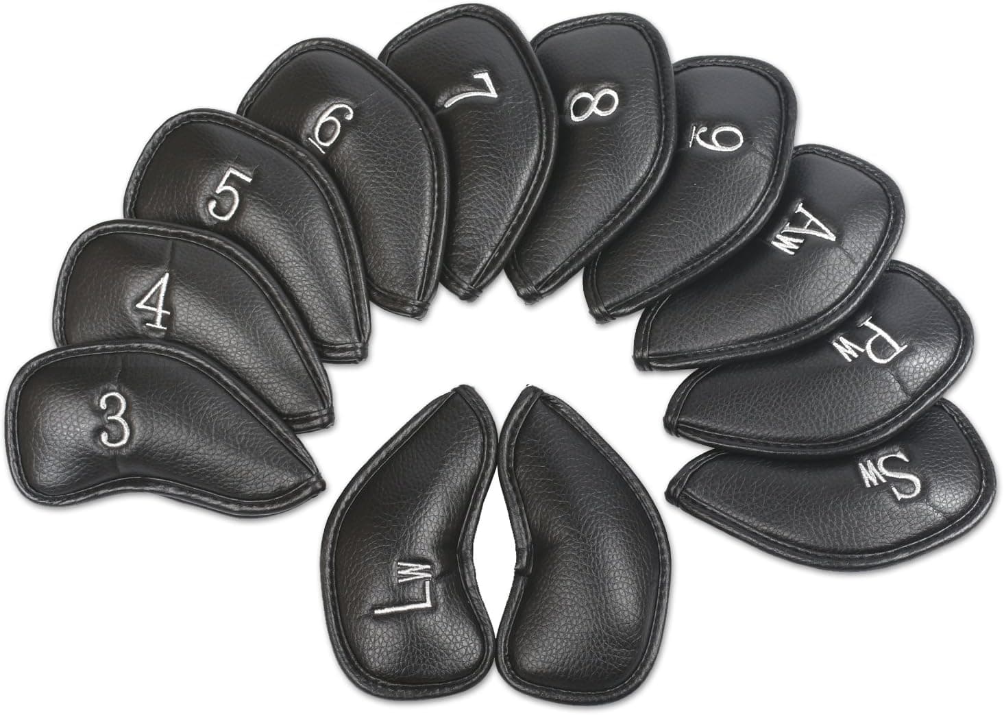 SummerHouse 12 Pcs Waterproof Golf Iron Head Covers 3-9 A/S/P/Lw/Lw Oversize Soft Pu fit Taylormade M1 Callaway Titleist AP2 Ping G Cobra PXG 0311 / 0311T etc Iron Sets Head