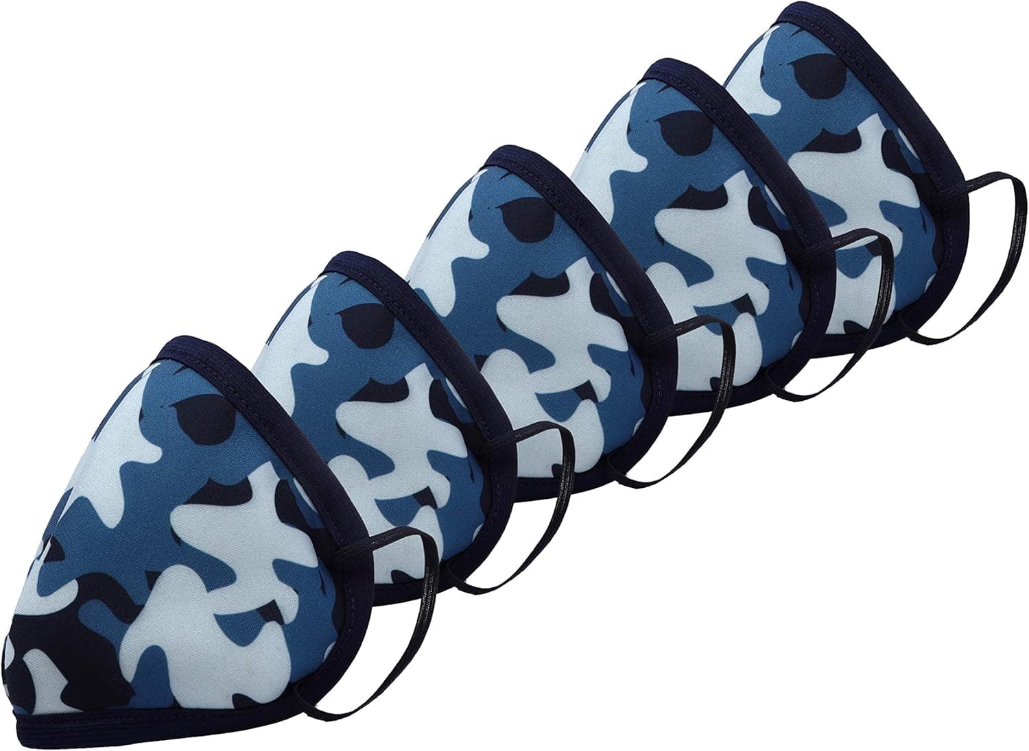 Pack of 5 Army Blue Reusable Washable Activated Dustproof Safety Face Mask with 6-layer filtration system for Comfortable daily wear