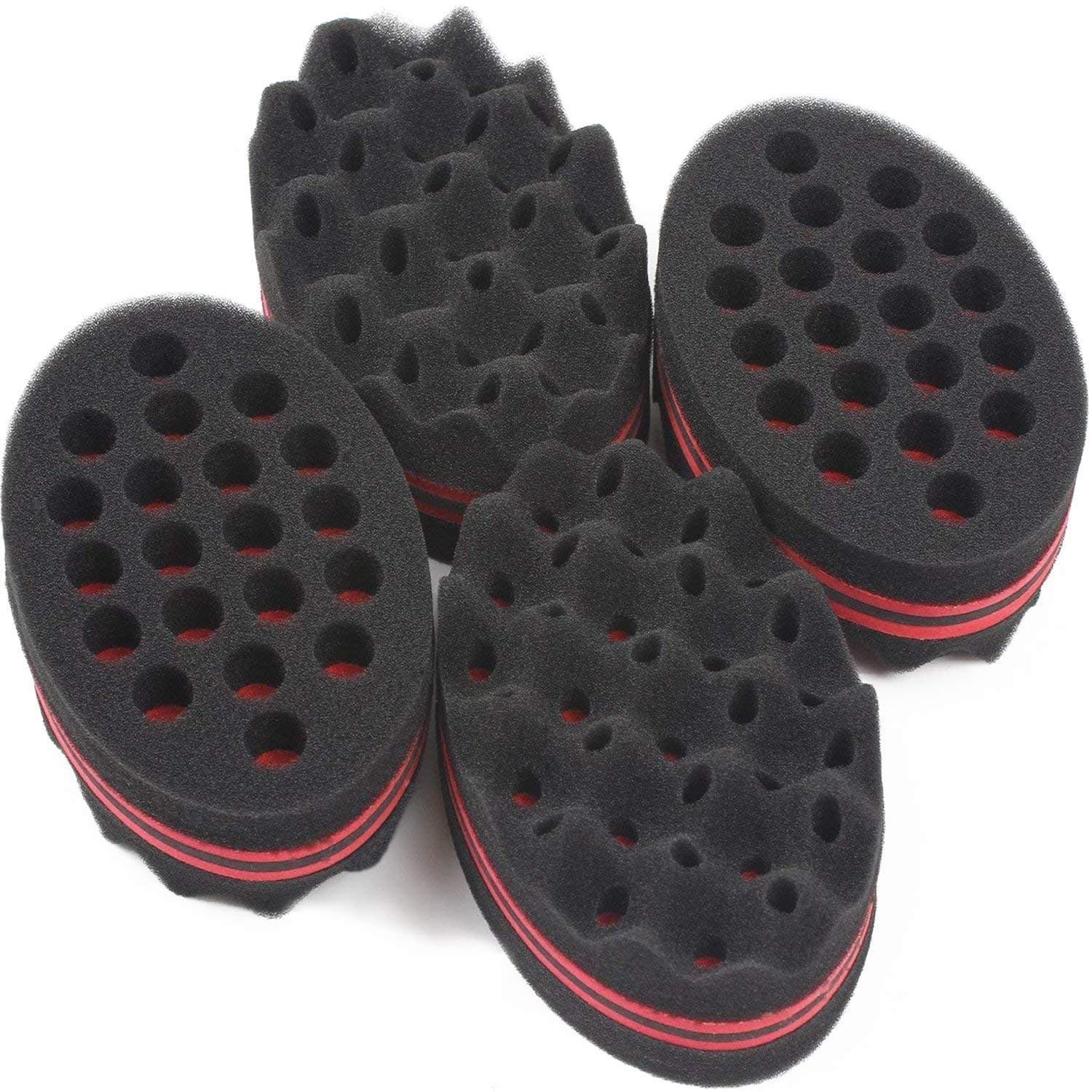 AIR TREE Big Holes Magic Twist Hair Brush,Curl Sponge for Natural Hair,Tornado Locking Afro Curling Coil Comb Two-Side Hair Care Styling Tool (4 Pack)