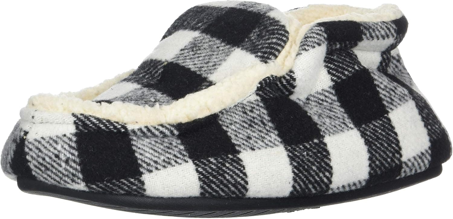 Dearfoams Boy's DF Boot Slipper, Black Plaid, 9-10 Medium US Little Kid