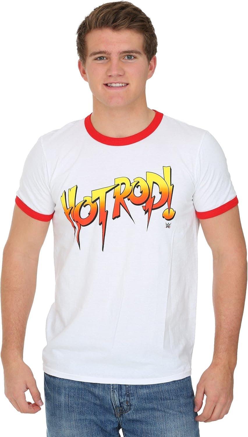 WWE Men's Hot Rod Ringer Logo T-Shirt